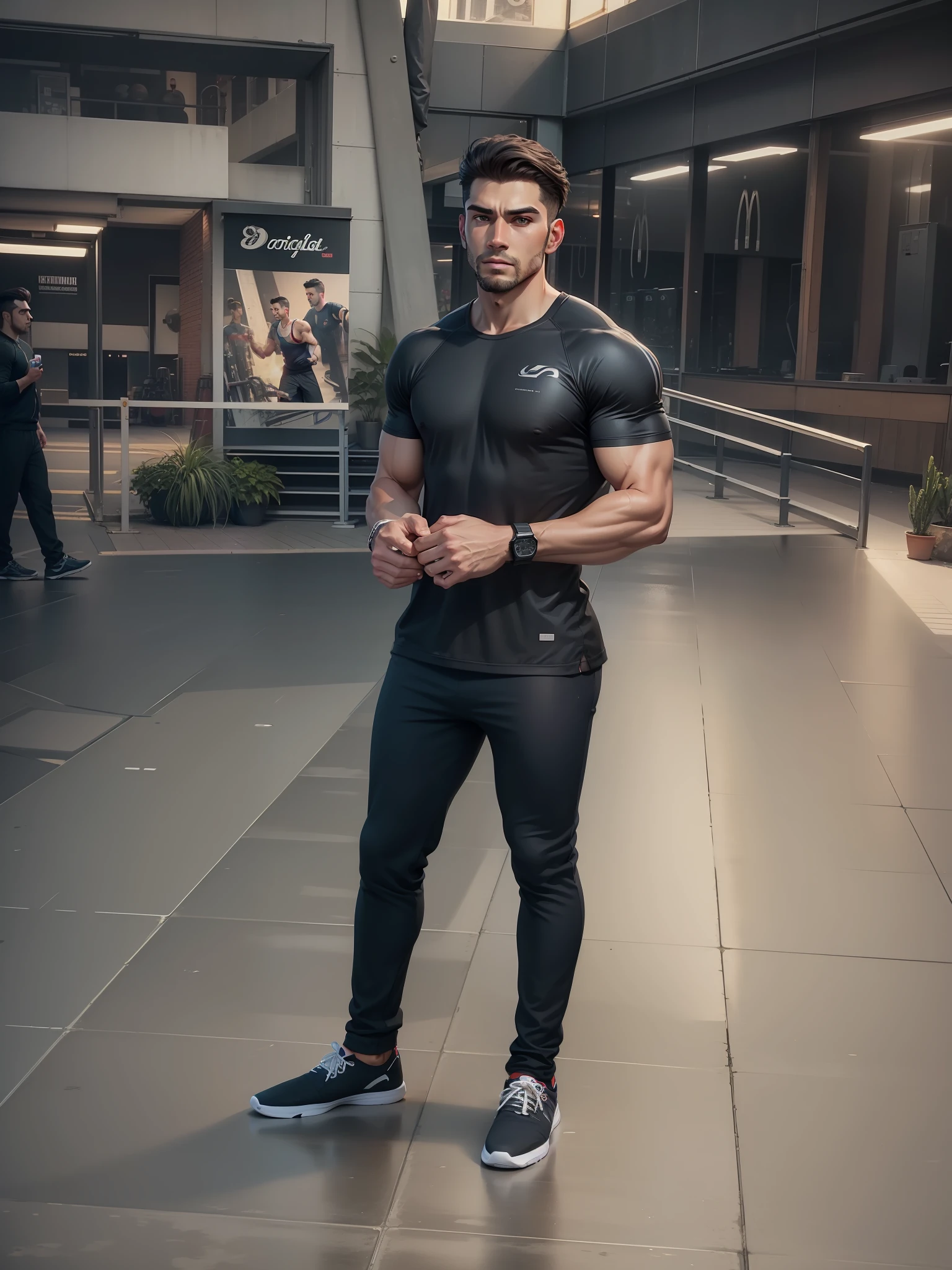 change background handsome man ,orignal face , gym clothes, realistic face,8k,ultra relistic,