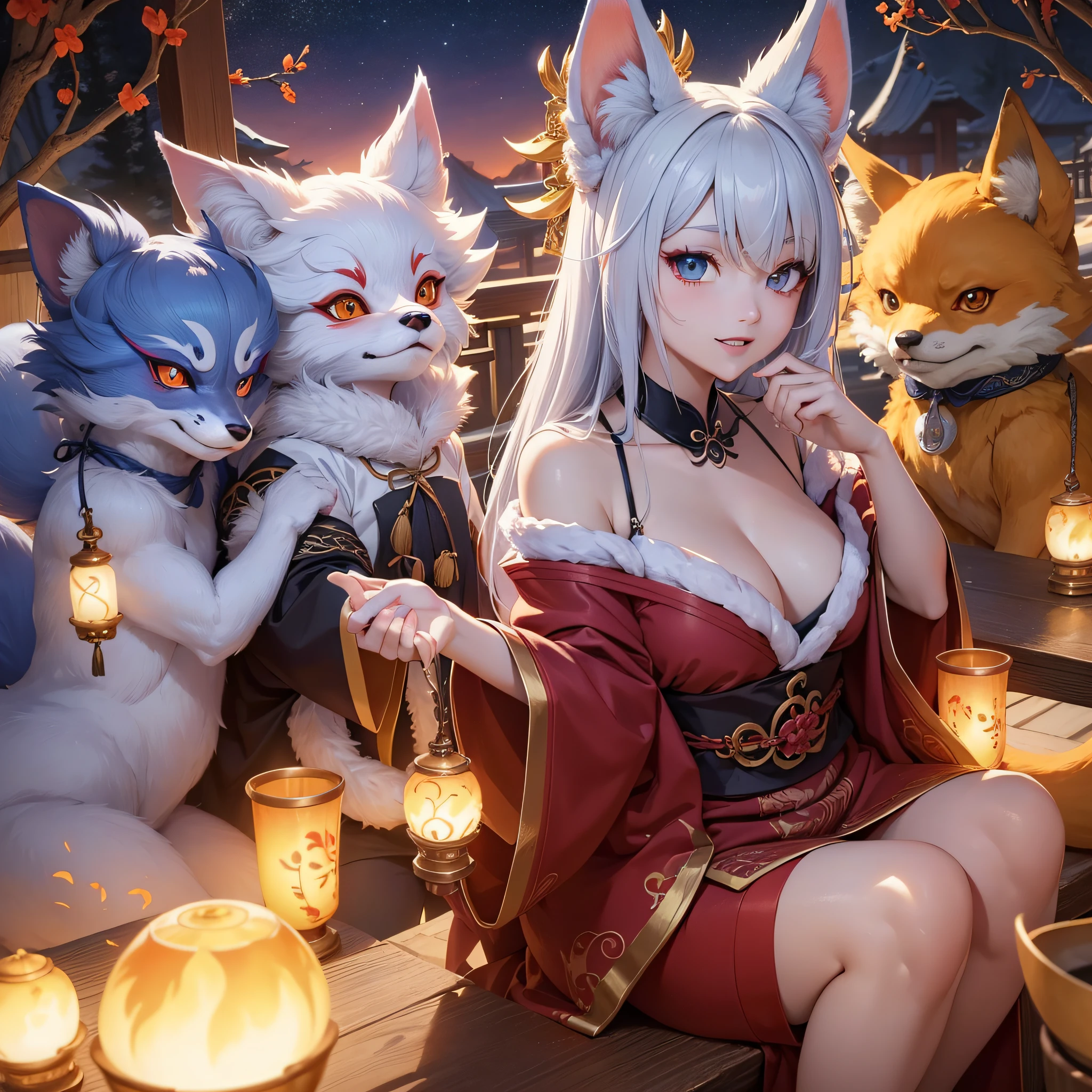 light smile, UHD, 8k ,Looking at Viewer, It is a fictional creature that appears in lore and culture around the world.。Below is、Let's express the image of a general fox yokai with keywords.:
Enchantment and mystique
Shapeshifting ability
Clever and cunning
Has magical powers
Playfulness and mischief
Red fur
Different eye colors
Interact with humans
Protect your home and crops
Familiar work.
Fox Yokai、Japanese「Demon Fox(welcome)」and Chinese「Nine-tailed fox(Kyubiko)」etc、appearance々Known by name。These yokai are generally、Has the ability to transform、Transforming into human form、It is famous for deceiving humans。pure、The fox monster is depicted as a clever and cunning being、Has magical powers、time々We interact with humans。They are also、Crop protection、When they are々It is said to work as a messenger to serve the house.。
Fox Yokai、Although different cultures have different characteristics and stories、In general, Its charm and mystique、And it is known for its transformative character.