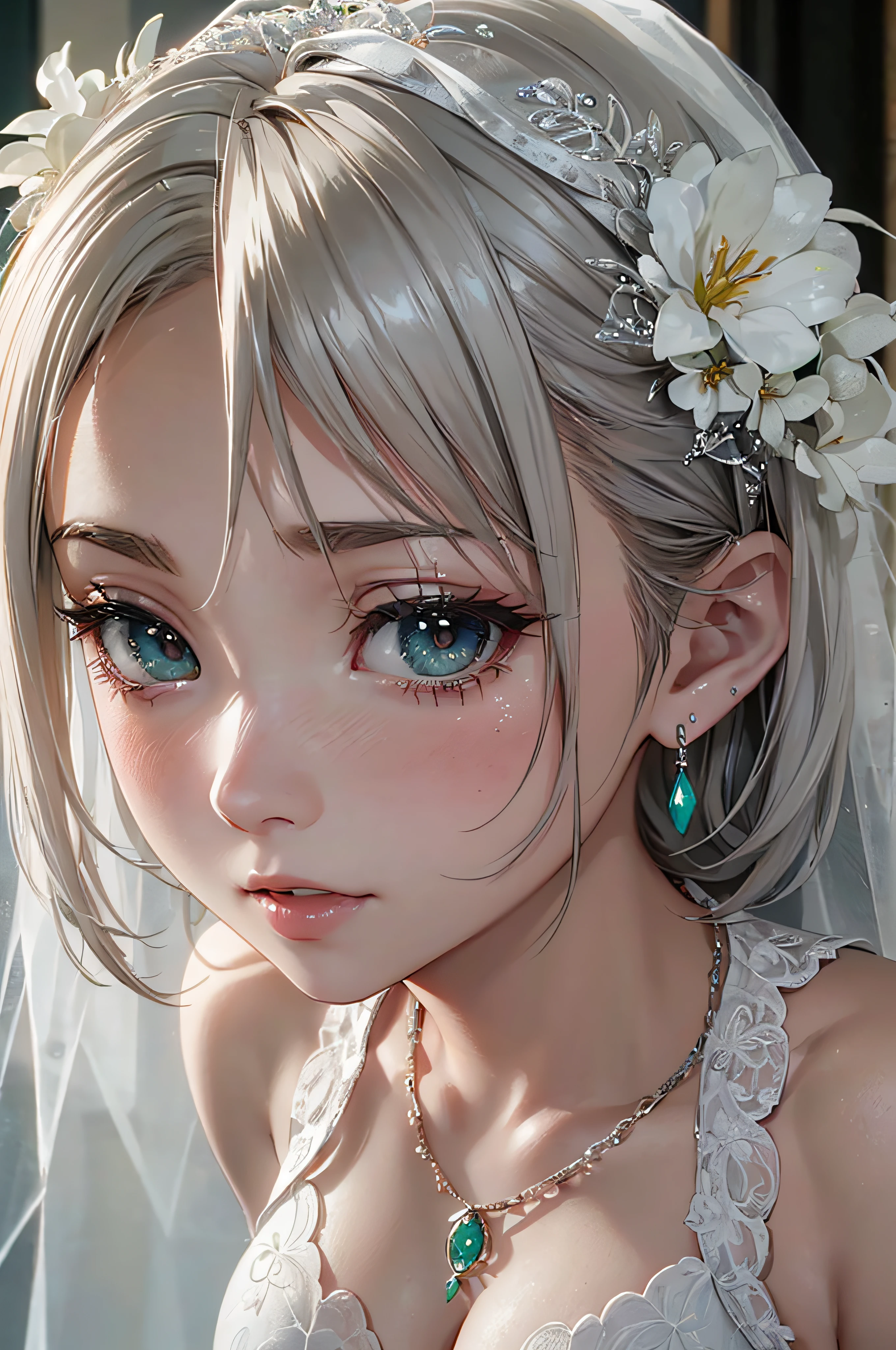 (masutepiece: 1.3), (max resolution: 1.2), (Ultra HDTV: 1.2), cinematric light, 8K resolution,
Detailed eyes and skin, detailed facial features, , (Sharp Focus: 1.2), (Focus on Face:1.2),Perfect Style, Beautiful face, acurate, Anatomically correct, Highly detailed face and skin texture, Detailed eyes, Double eyelids, Thin eyebrows, Natural cheeks, Glossy skin, Fair skin: 1.2, (Glossy lips: 1.4),、 (Shy look: 1.2),Highly detailed facial and skin texture, Detailed eyes, Double eyelids, Natural cheeks, , shiny lips: 1.4,Exposed cleavage、(A large amount of sperm in the chest:1.4)(Large amount of sperm in the thighs:1.2)、
red blush、humiliated、impatience、dismay、Frightened、glares、is crying、embarrassed from、Open knees、open one's legs、Masturbation behavior、masturbation、rubbing the genitals with fingers,,,,,,,,,,,、
White underwear、White bra、Shiny little earrings and necklaces、、Disheveled clothes、Dressing、Exposed panties、Wearing sweat、sodden、Sheer underwear、Misaligned bra、teats、
20 years old, Neat and clean woman 、 a short bob, upturned breasts, Sitting on the floor, chies、White-silver hair、Green ash eye,(weddingdress:1.5)、veils、YORHA 2B、