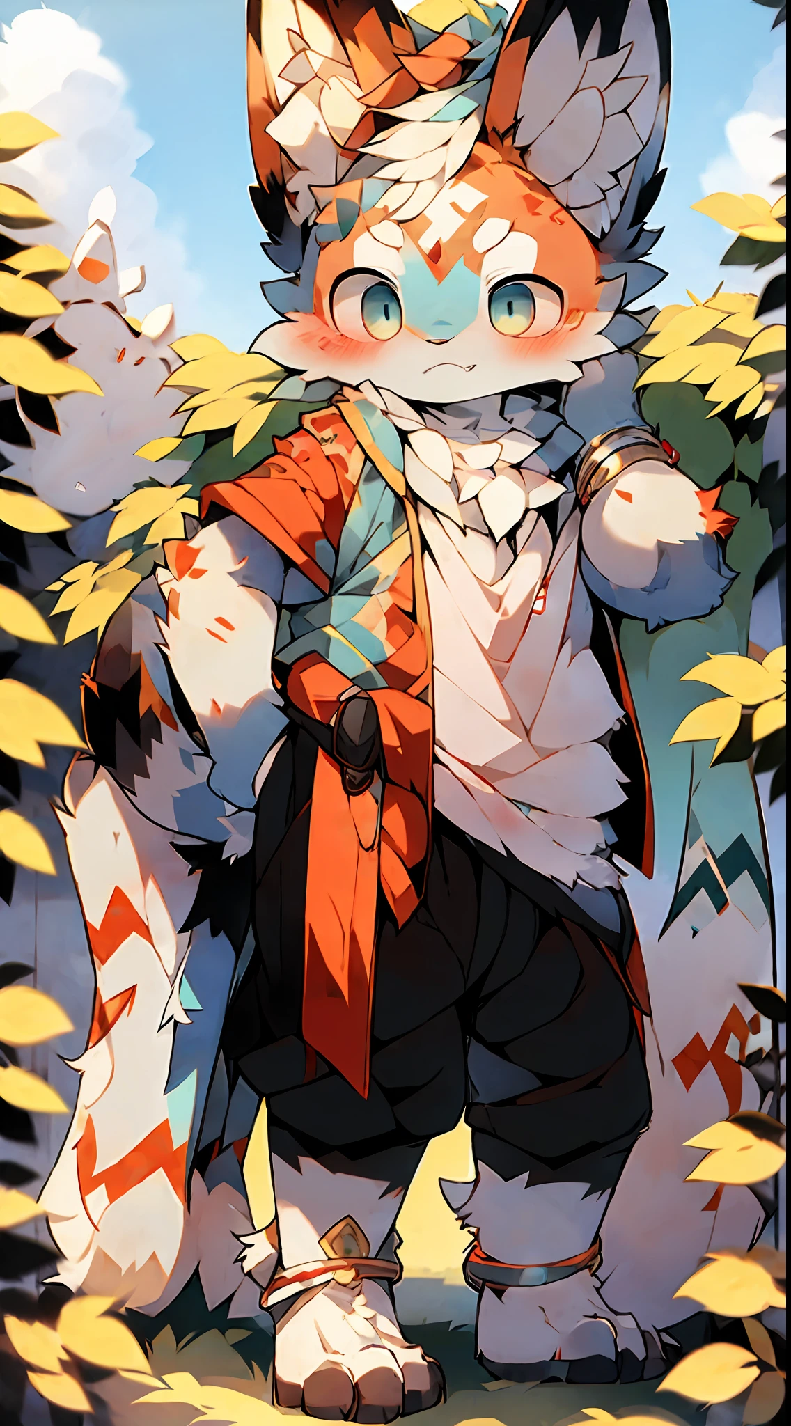 (1boys:1.4), JW3, White Tiger Boy, (hairy pubic:1.5), Light blue fur, white body fur,Red pick dye, (thick thight:0.5), (full bodyesbian:1.1), lighting perfect, (tmasterpiece), (ultra - detailed), Eyes,adolable,Be red in the face, looking at viewert, 独奏, Open your clothes, coda, (Chinese art), Ancient Chinese men's long skirt,Umbrellas,Deities, Flower anklets, exteriors, exteriors, hilltop, hyper HD, AOEU, AOEU, AOEU, AOEU,AOEU,AOEU,AOEU,AOEU,AOEU