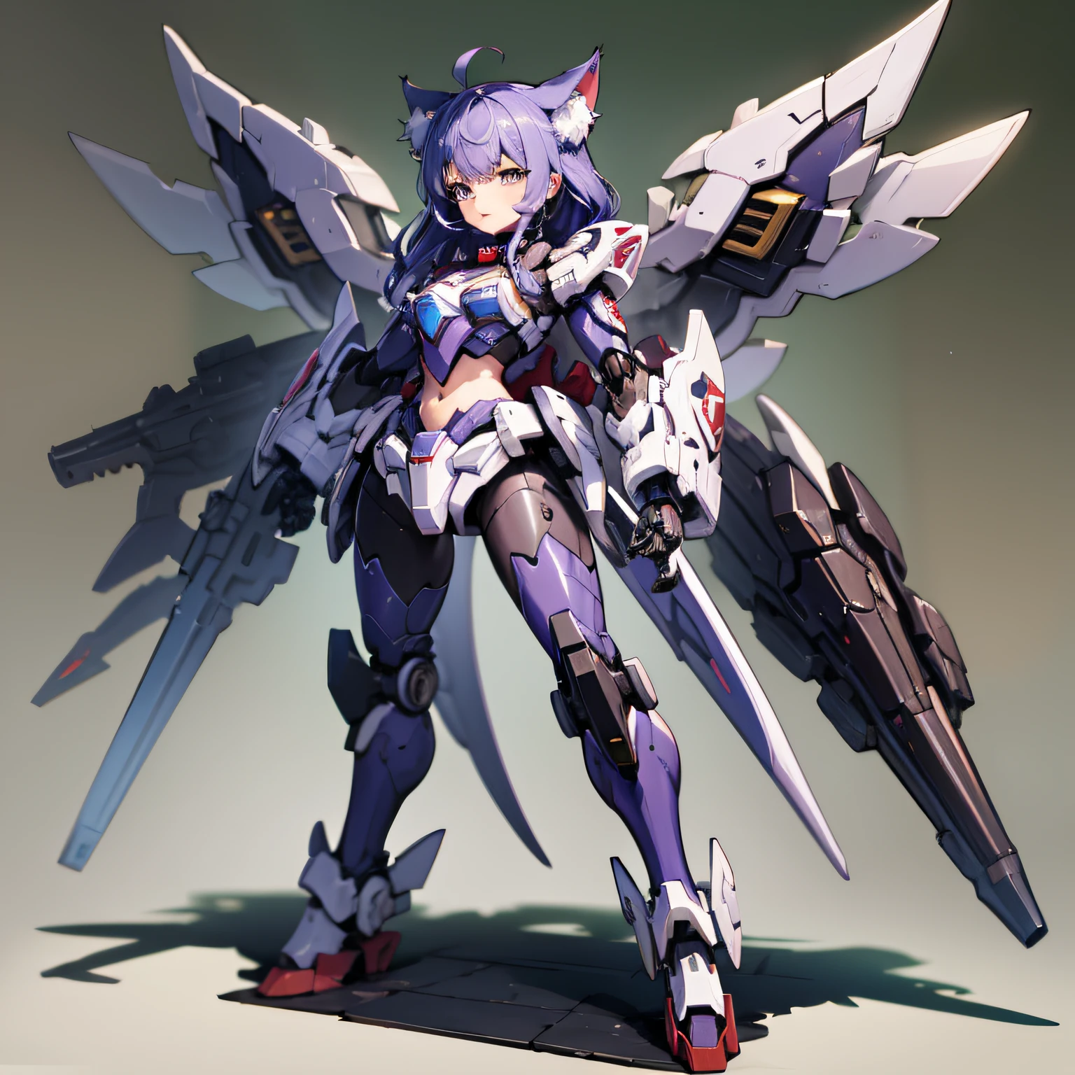 lean, chibi, Full body, Minimake, Mecha Body, Mecha legs, My favorite cat ears,Mecha Wings,