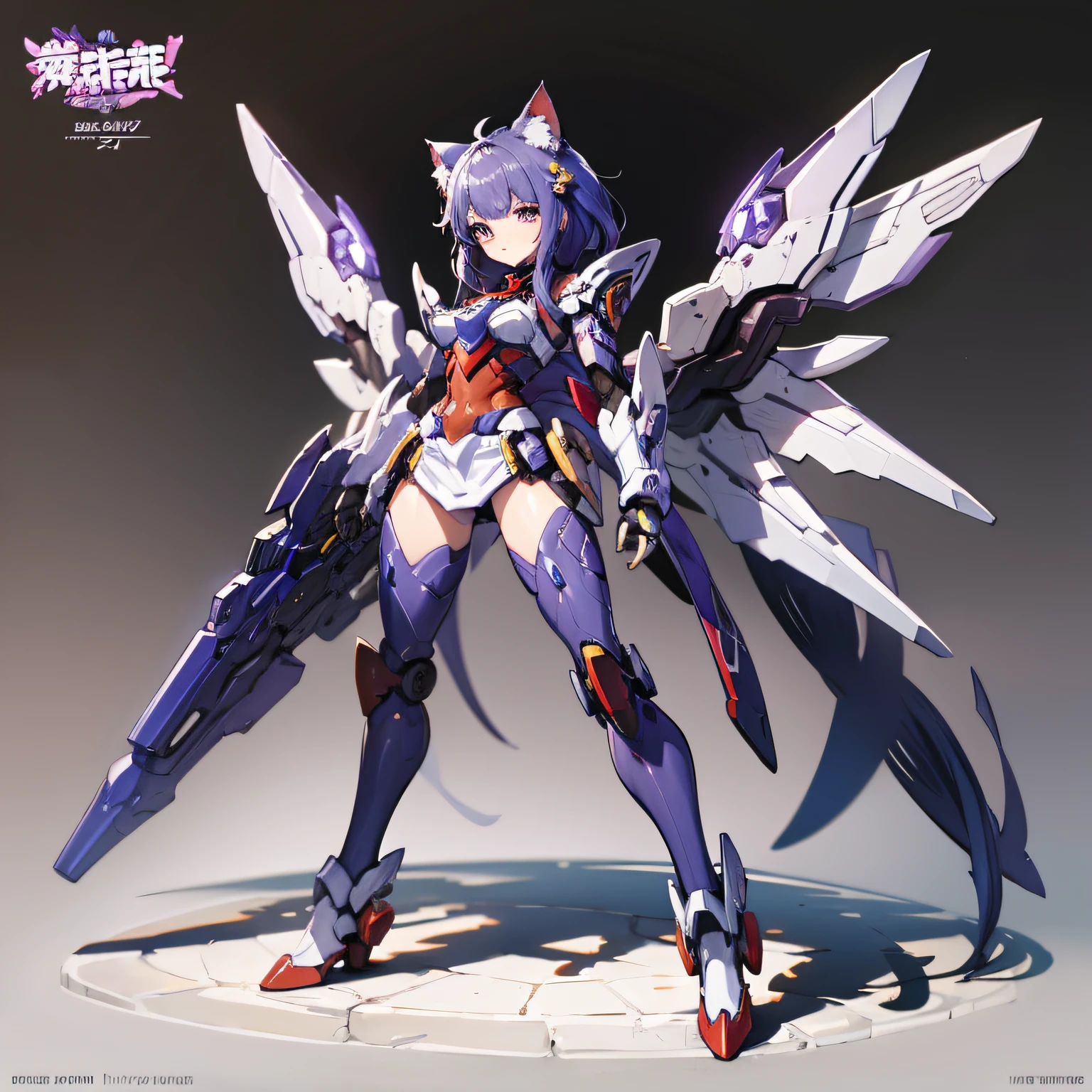 lean, chibi, Full body, Minimake, Mecha Body, Mecha legs, My favorite cat ears,Mecha Wings,