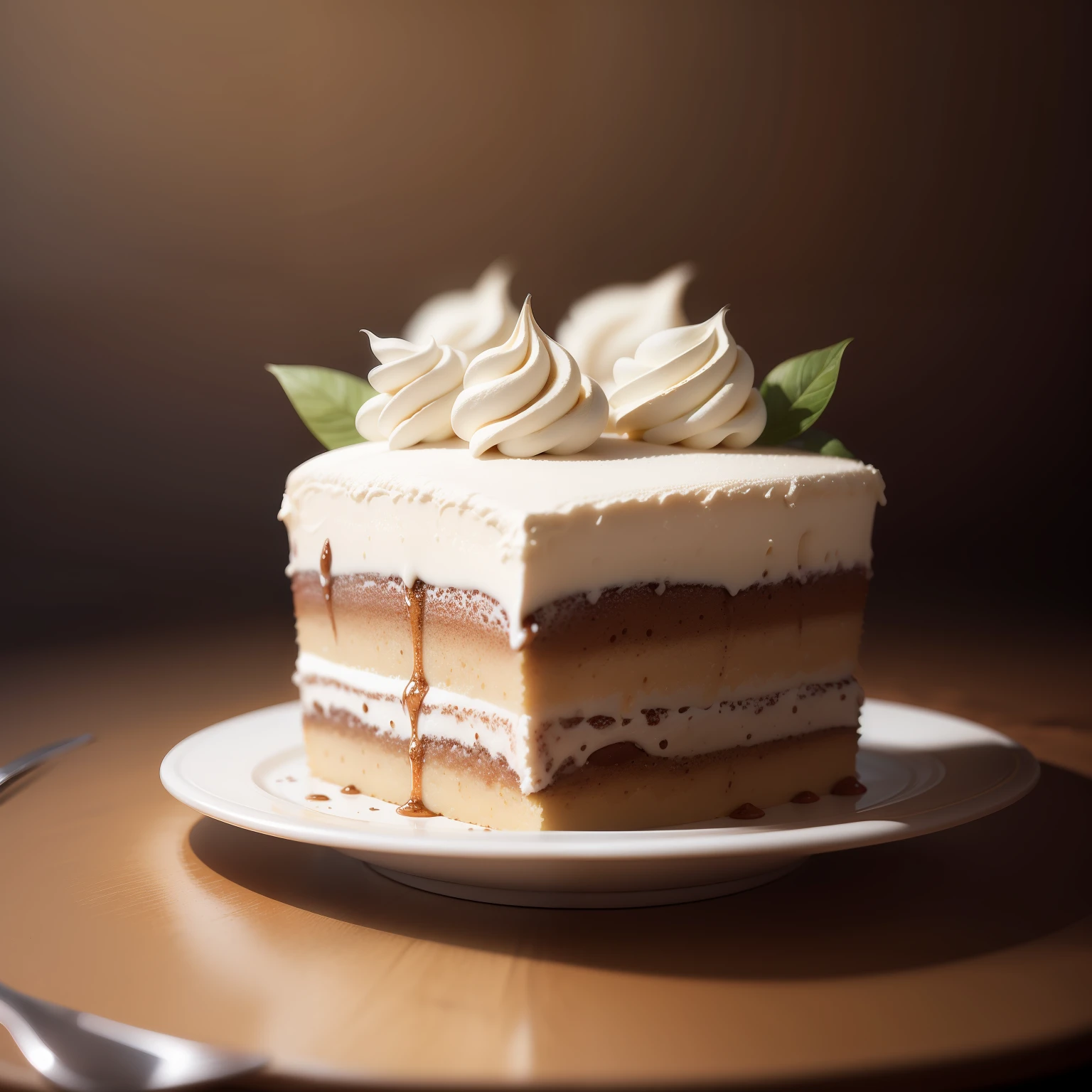 high end photography, digital painting, ultra clean high definition, tiramisu cake on a plate