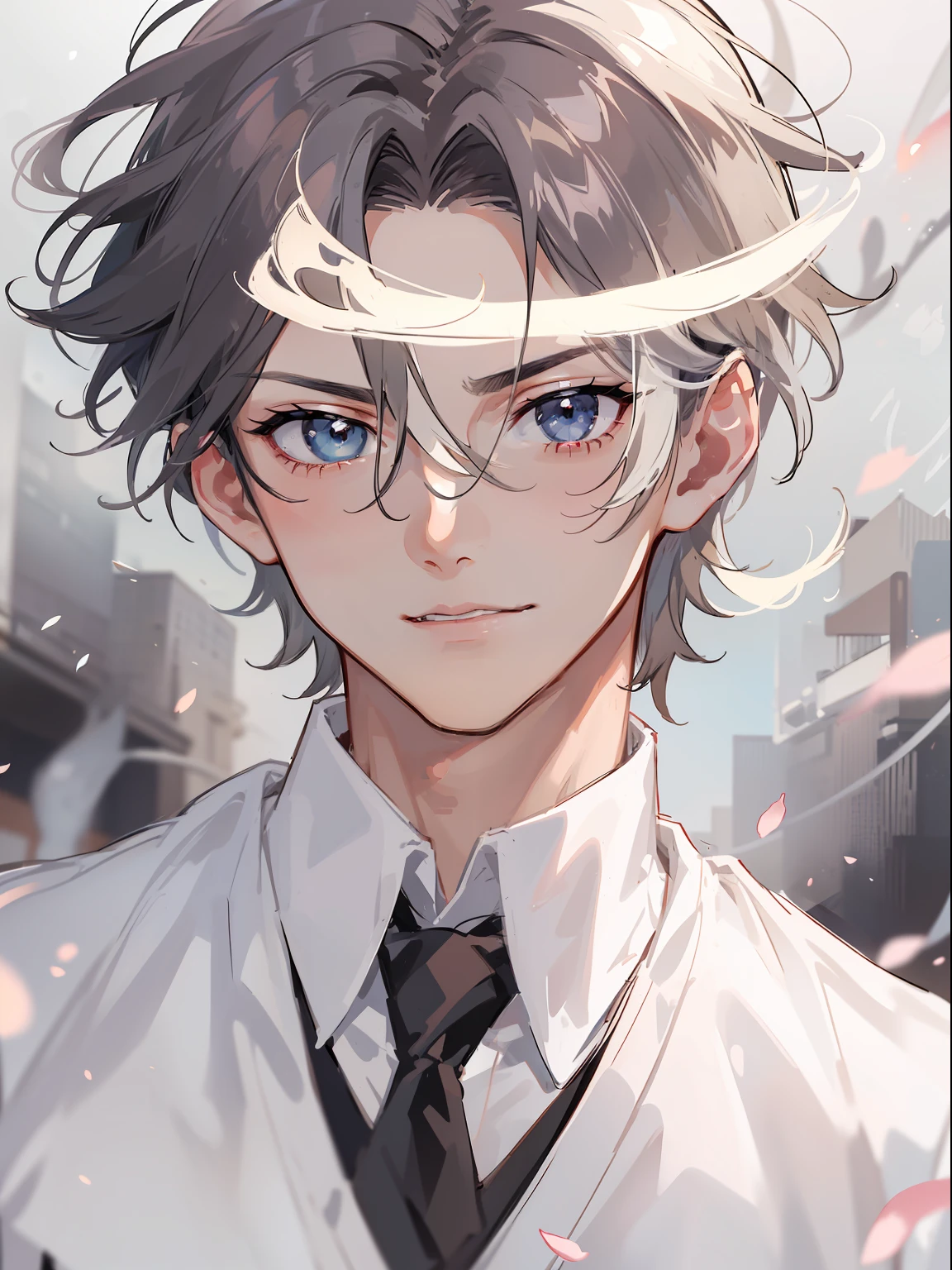 ultra detail,haigh quality,sketch,1boy,mature male,beautiful face,(black center parting hair:1.3),handsome male,pearl skin,white short sleeve shirts,drooping eyes,japanese high school,dynamic angle,japan anime,