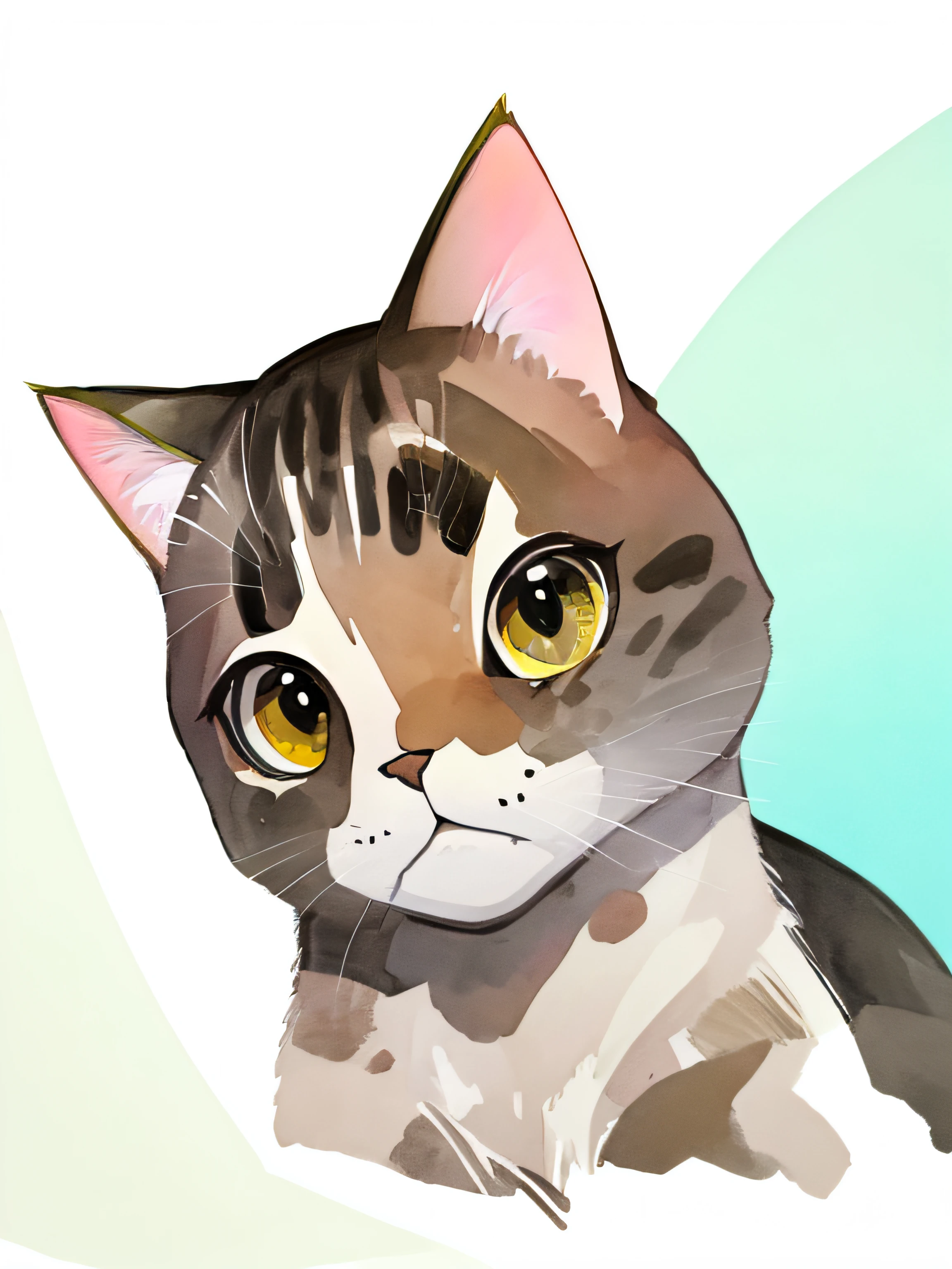 head of cute cat, simple soft pink background