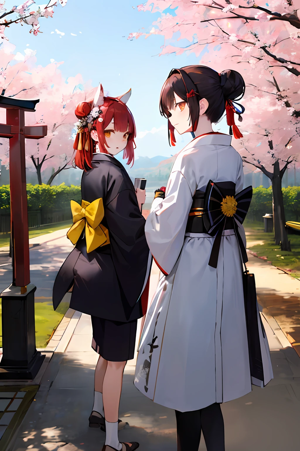 Kuroka and Koneko under a tree