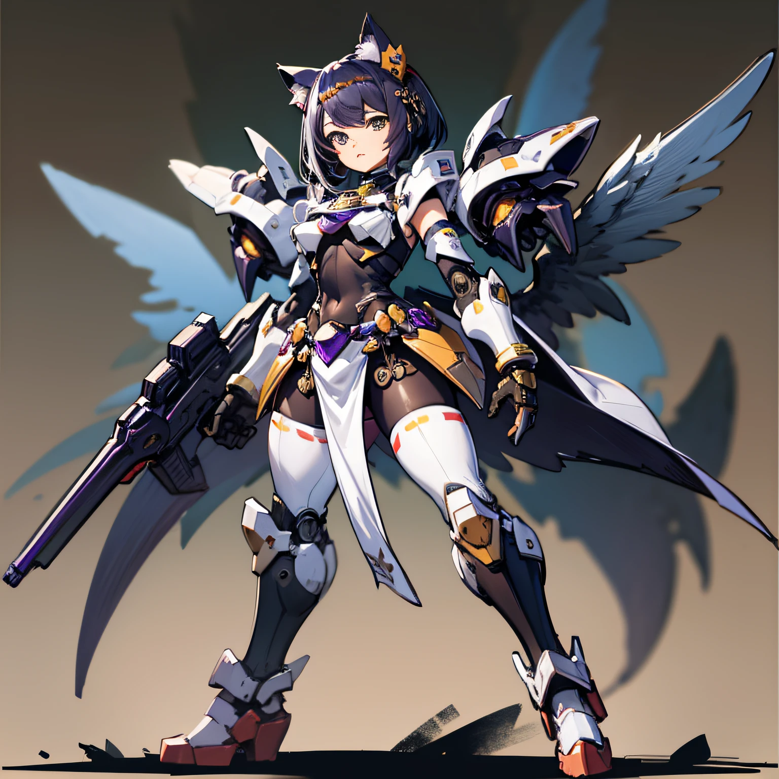 lean, chibi, Full body, Minimake, Mecha Body, Mecha legs, My favorite cat ears,Mecha Wings,