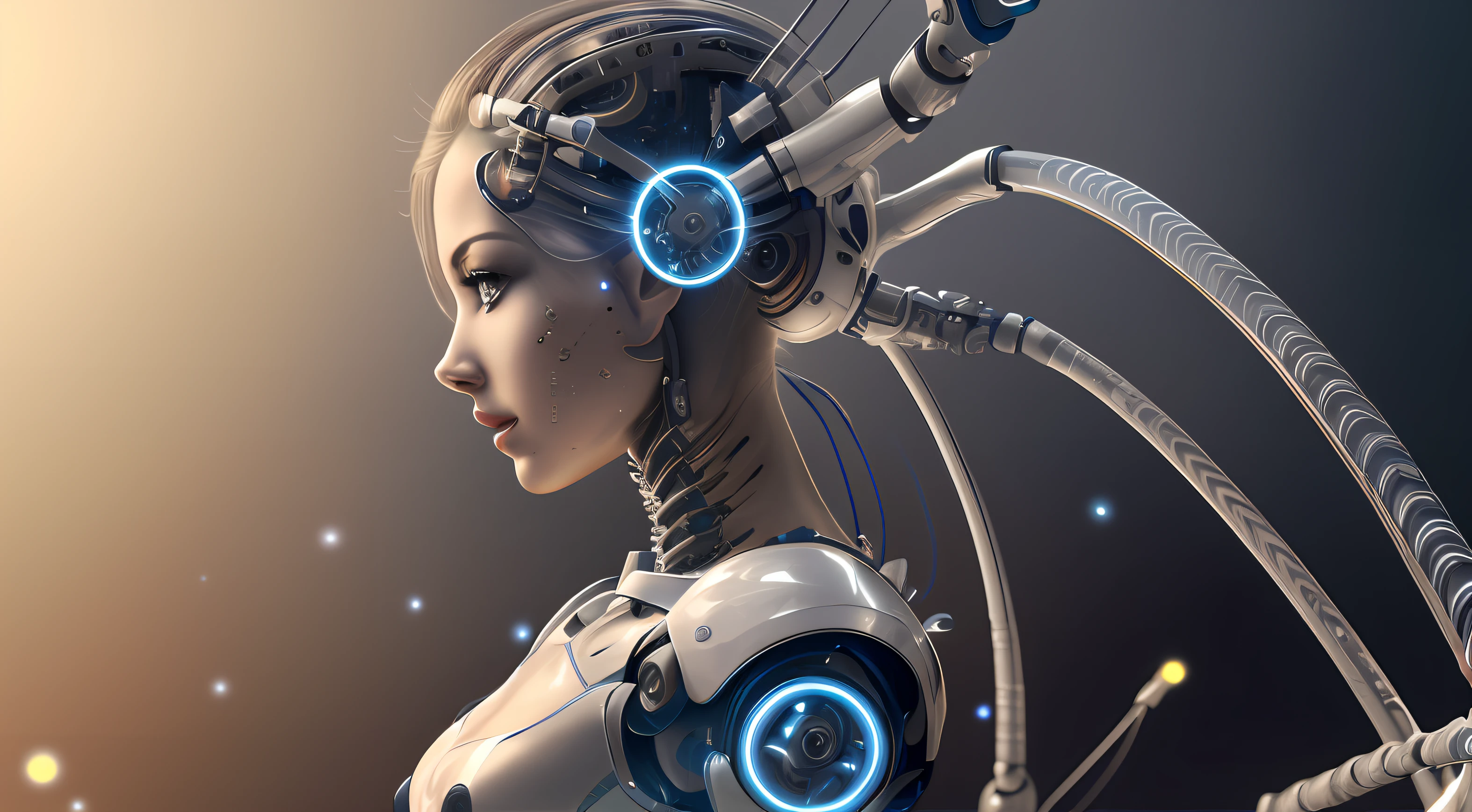 a close up of a woman with a robot head and a sci - fi fio, cyborg - girl, cyborg girl, beutiful girl cyborg, intricate transhuman, cyborg woman, beutiful white girl cyborg, young lady cyborg, perfect cyborg female, portrait of a female android, beautiful cyborg girl, cute cyborg girl, detailed portrait of a cyborg