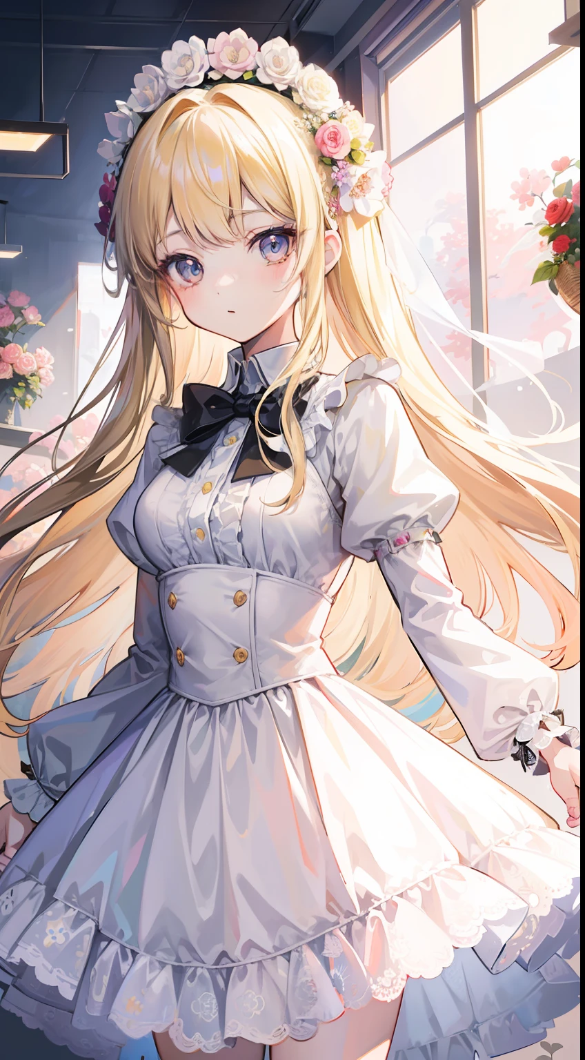 Anime girl in a white dress with a flower crown - SeaArt AI