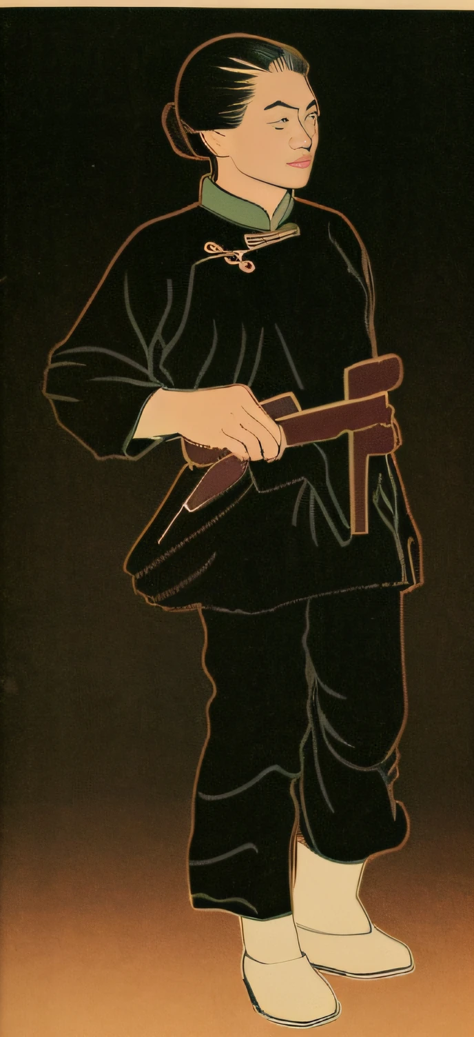 best qualtiy,tmasterpiece,超高分辨率,(realisticlying:1.4),a drawing of a man with a gun in his hand, inspired by Sesshū Tōyō, inspired by Tawaraya Sōtatsu, inspired by Tōshūsai Sharaku, inspired by Makuzu Kōzan, illustration black outlining, inspired by Shūbun Tenshō, Linear illustration