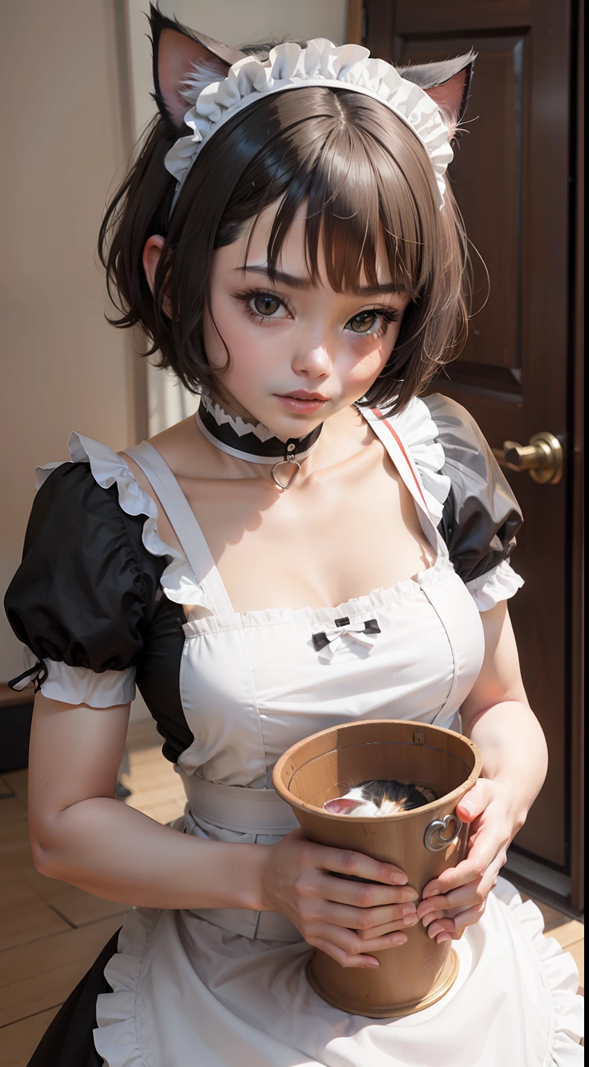 domestic worker, cat ears, Short Hair,maid