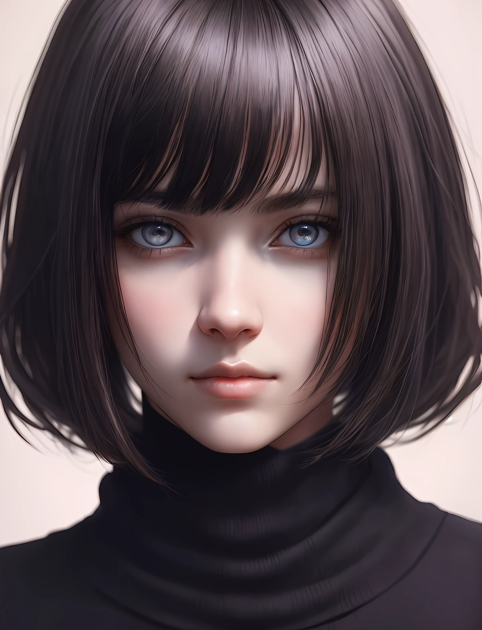 Milenka Mikhailova, (masterpiece), realistic, (portrait of a girl), beautiful face,
sunlight, cinematic light, bangs, beautiful woman, beautiful eyes, short black hair,
perfect anatomy, very cute, princess eyes, (eyes black), (frame head), centered, stylized,
bioluminescence, 8k resolution, low-cut white dress with small blue details, human hands,
full of wonder, elegant, approaching perfection, dynamic, highly detailed, character sheet ,
concept art, soft , looking directly at the viewer positioned so that her body is symmetrical and balanced,
incredibly beautiful, short black detailed hairstyle with bangs,