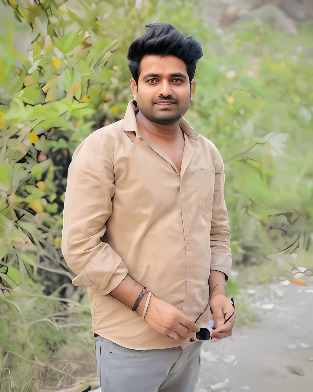 Gaurav Tiwari, a paranormal investigator and UFO field investigator who appeared on various television shows and founded the Indian Paranormal Society, looking at the camera with a brave and curious expression, haunted locations and UFOs in the background ((casual clothes - green: 1.5)), adventurous, 6d camera, octane render, spooky aesthetic, ghostly aura, mysterious atmosphere, detailed face, explorer aura , facing the camera, indian man, shot hair, with no facial hair, 25 years old man
