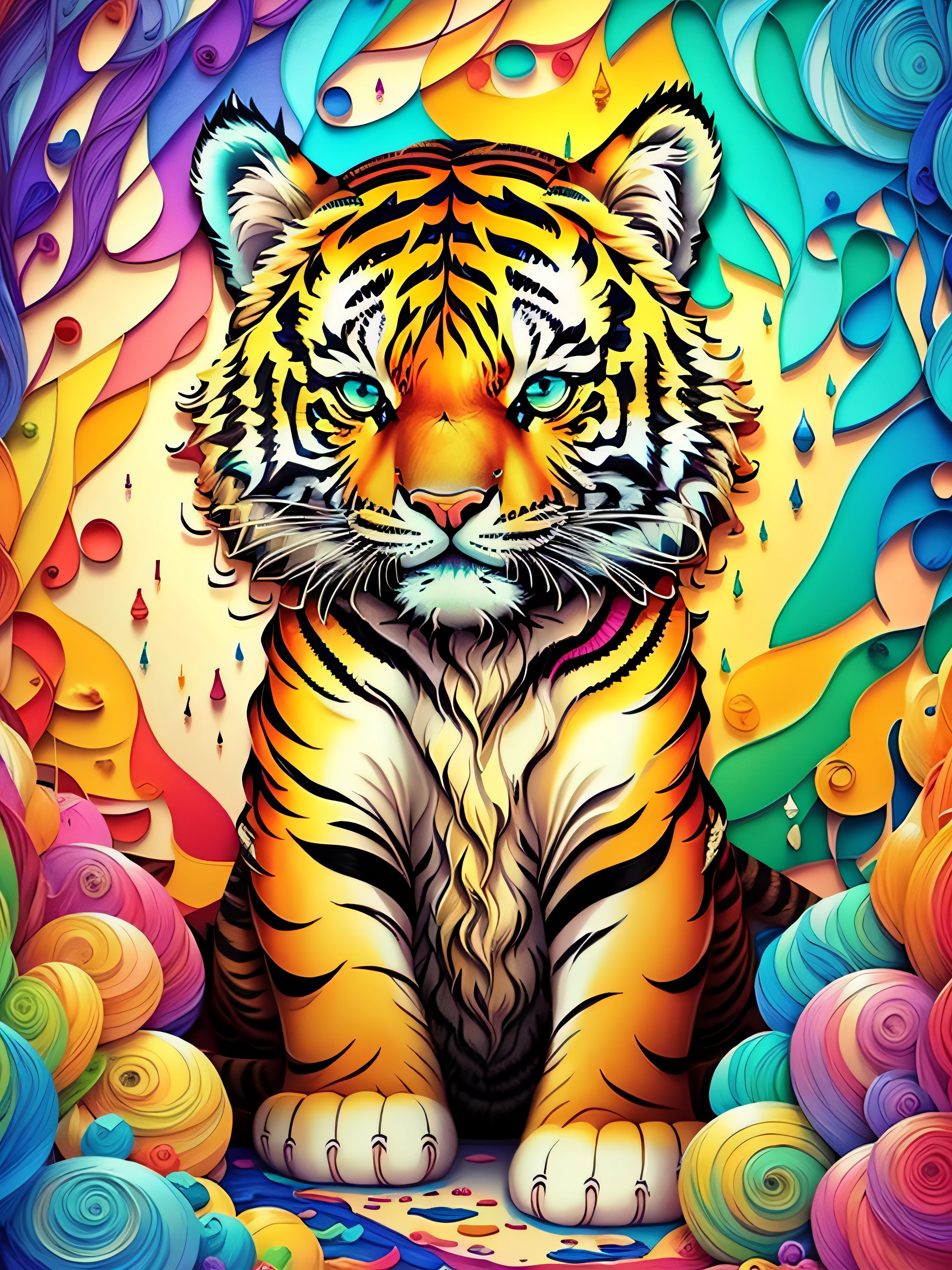 tiger, multi dimensional quilling paper, art, chibi,
yang08k, beautiful, colorful,
masterpieces, top quality, best quality, official art, beautiful and aesthetic, clean unique, and with a cat,