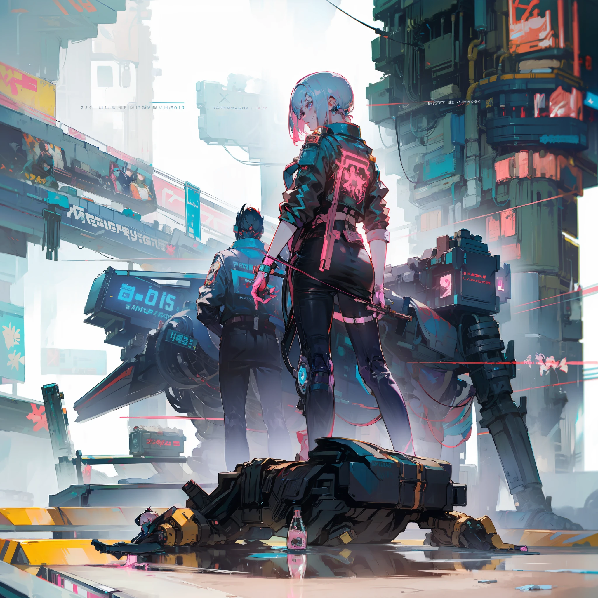 Takemura (Cyberpunk 2077) and Aaravos (Dragon Prince), close up character design, multiple concept designs, concept design sheet, white background, style of Yoshitaka Amano — niji 5