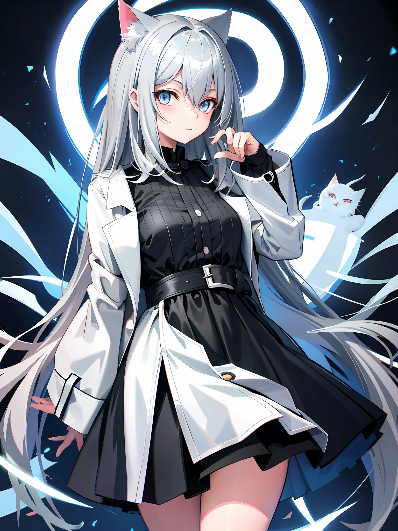 Gray-haired two-dimensional depression cat-eared girl