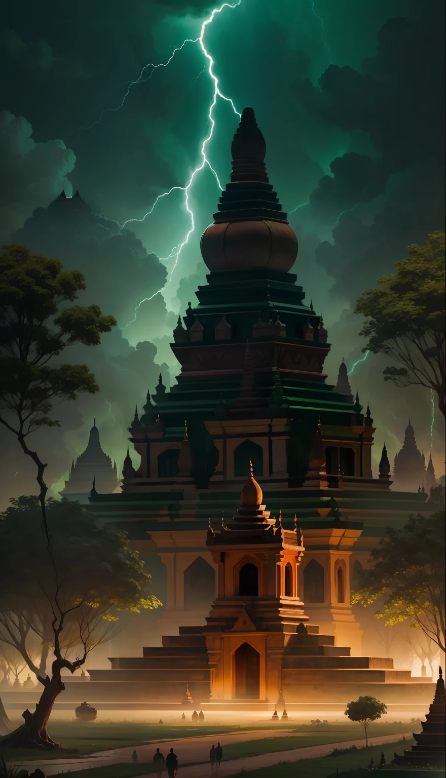 Beauty of Bagan, bright lightning, dark green theme