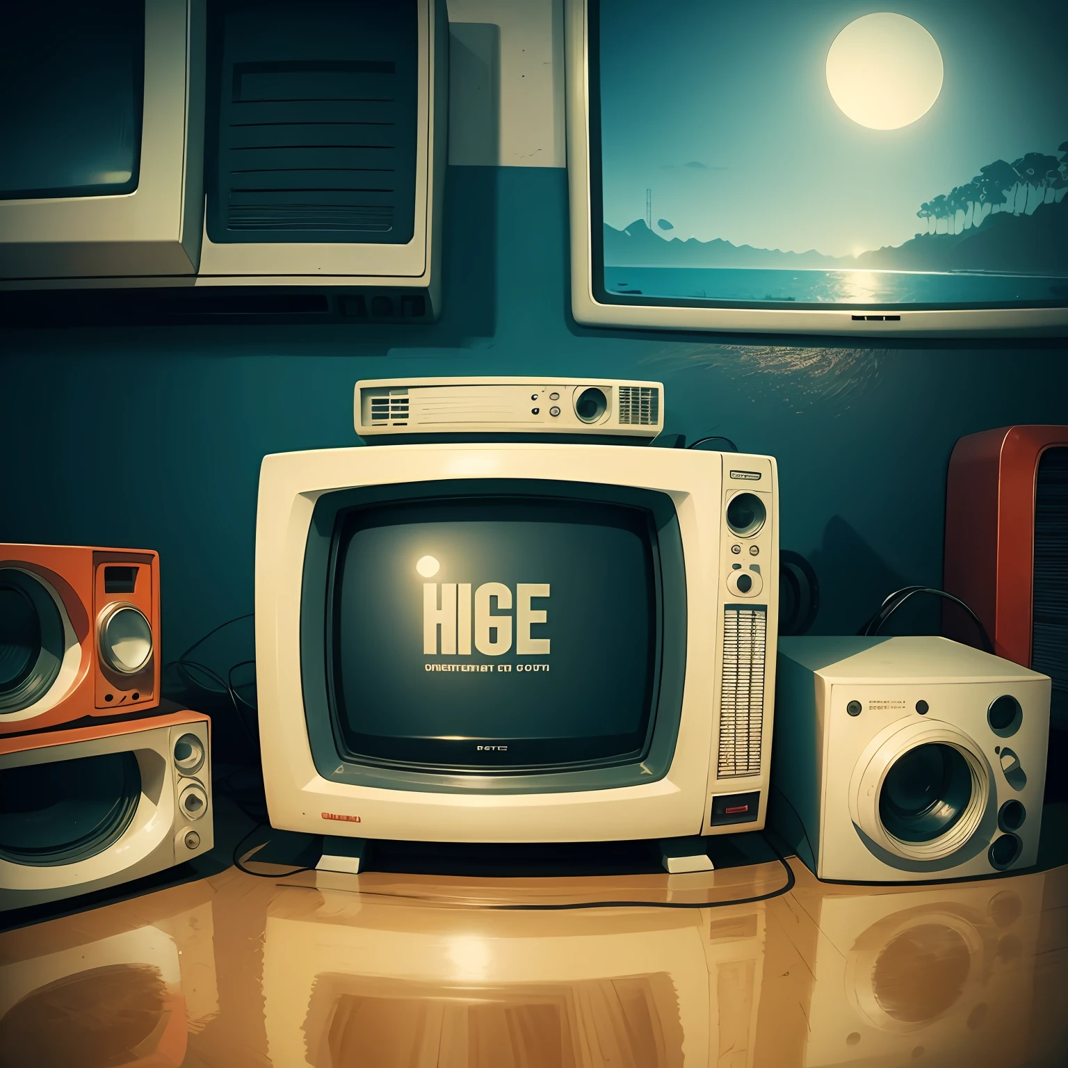 tube television,80's scenario, Scenery Nights,imagem antiga,imagem vhs