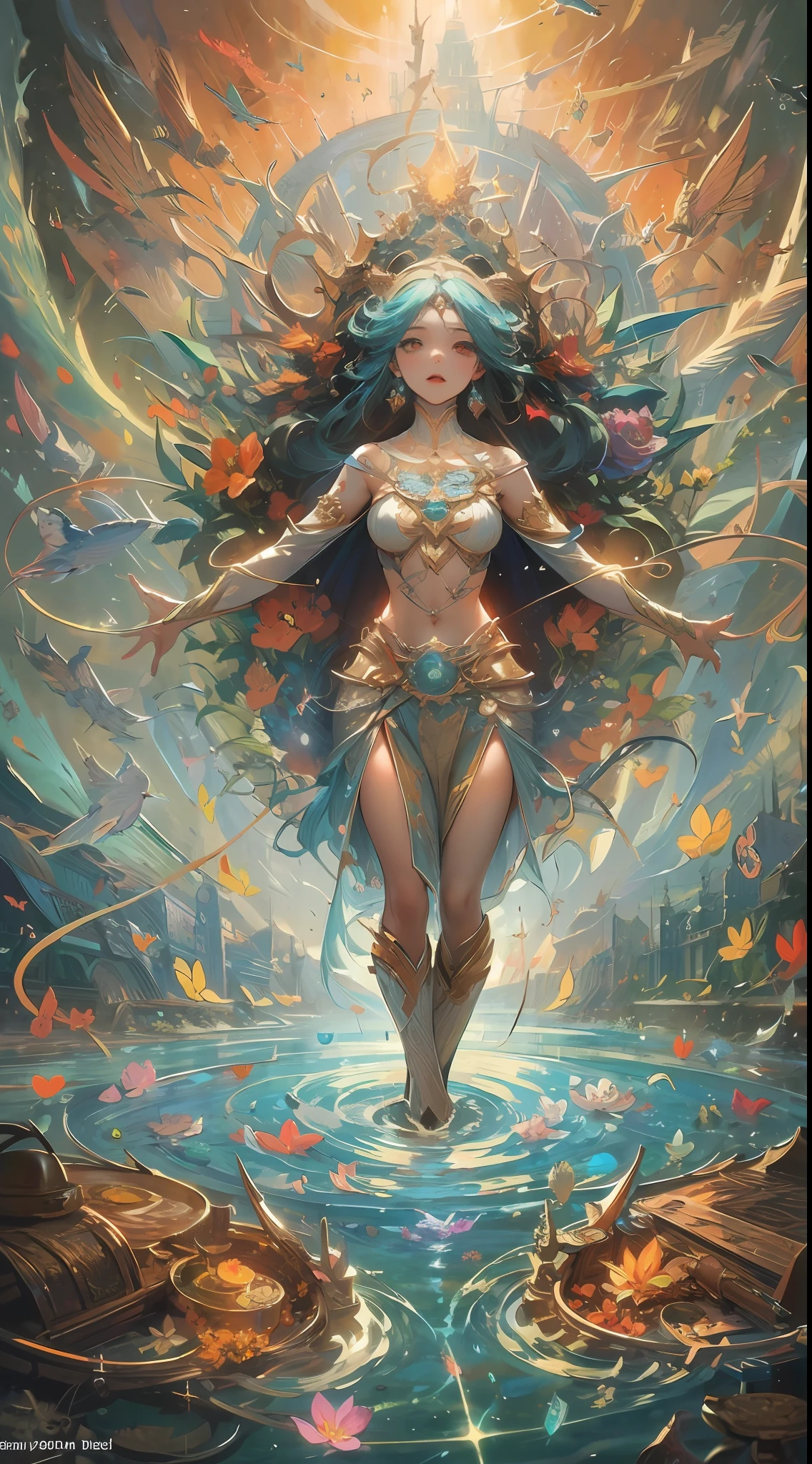 Diving Into The Ether Flowing with The Eternal Soul Through Vibration of love, everything is connected, Flowing energy, Spiritual, Divine, Dreamlike, cosmic, concept-art, mind blowing, Feminine beauty, God, pineal gland, DreamlikeArt