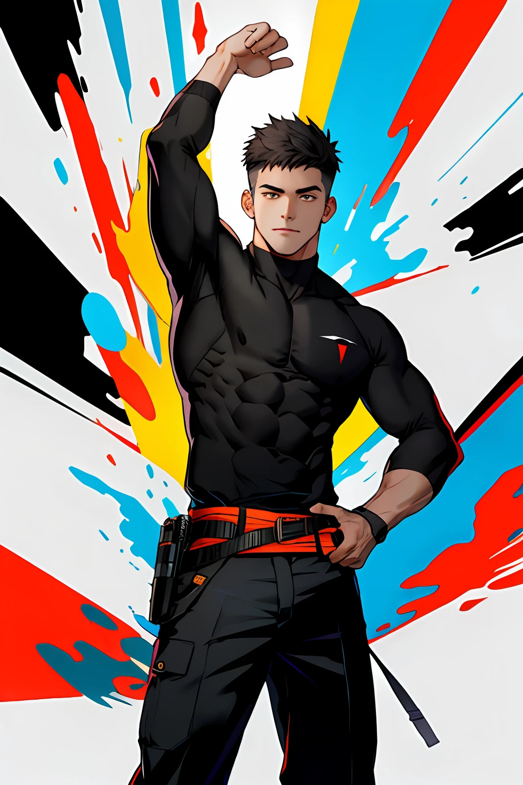 abstract background, 1boy, pose,dynamite,