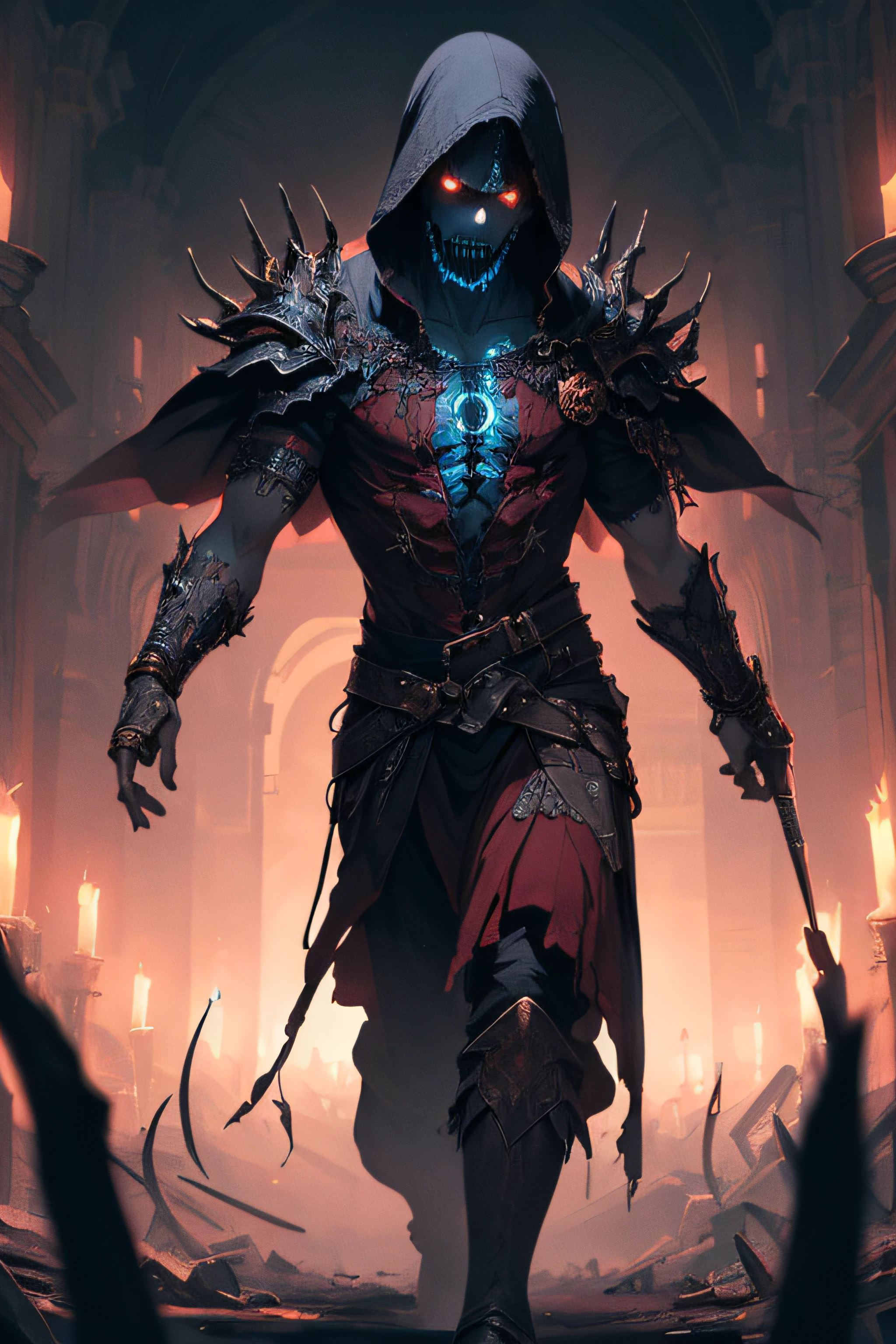 (extremely detailed 8k wallpaper),a medium shot photo of a fearful necromancer, intricate, high detail, dramatic