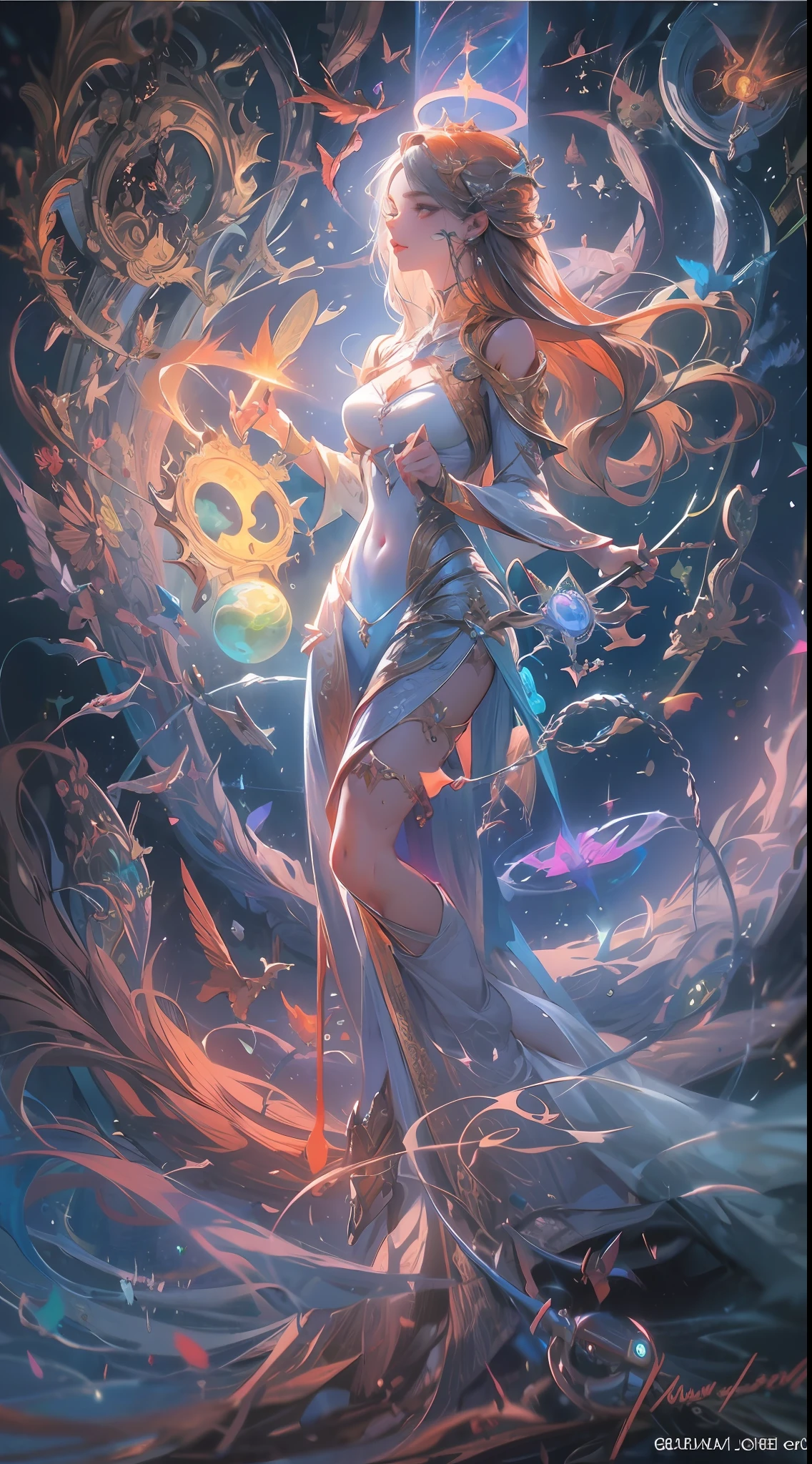 Diving Into The Ether Flowing with The Eternal Soul Through Vibration of love, everything is connected, Flowing energy, Spiritual, Divine, Dreamlike, cosmic, concept-art, mind blowing, Feminine beauty, God, pineal gland, DreamlikeArt