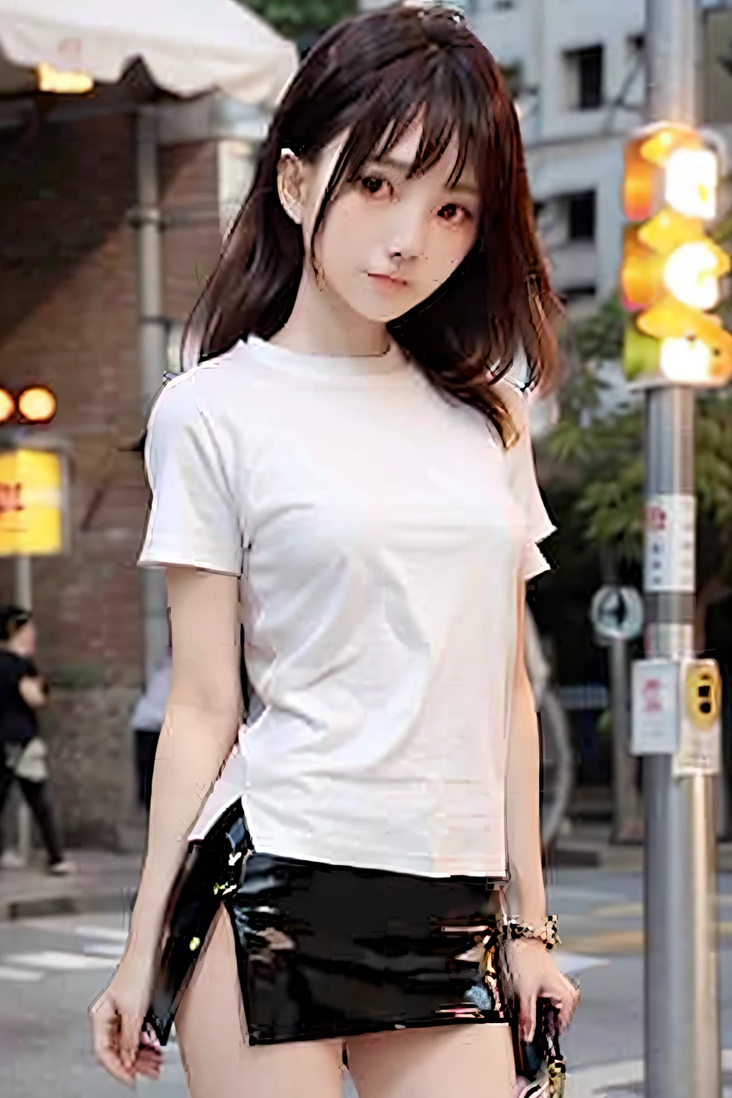 hkgirl、In the street、a miniskirt、Shirt blouse、Healthy legs、Sexy body、