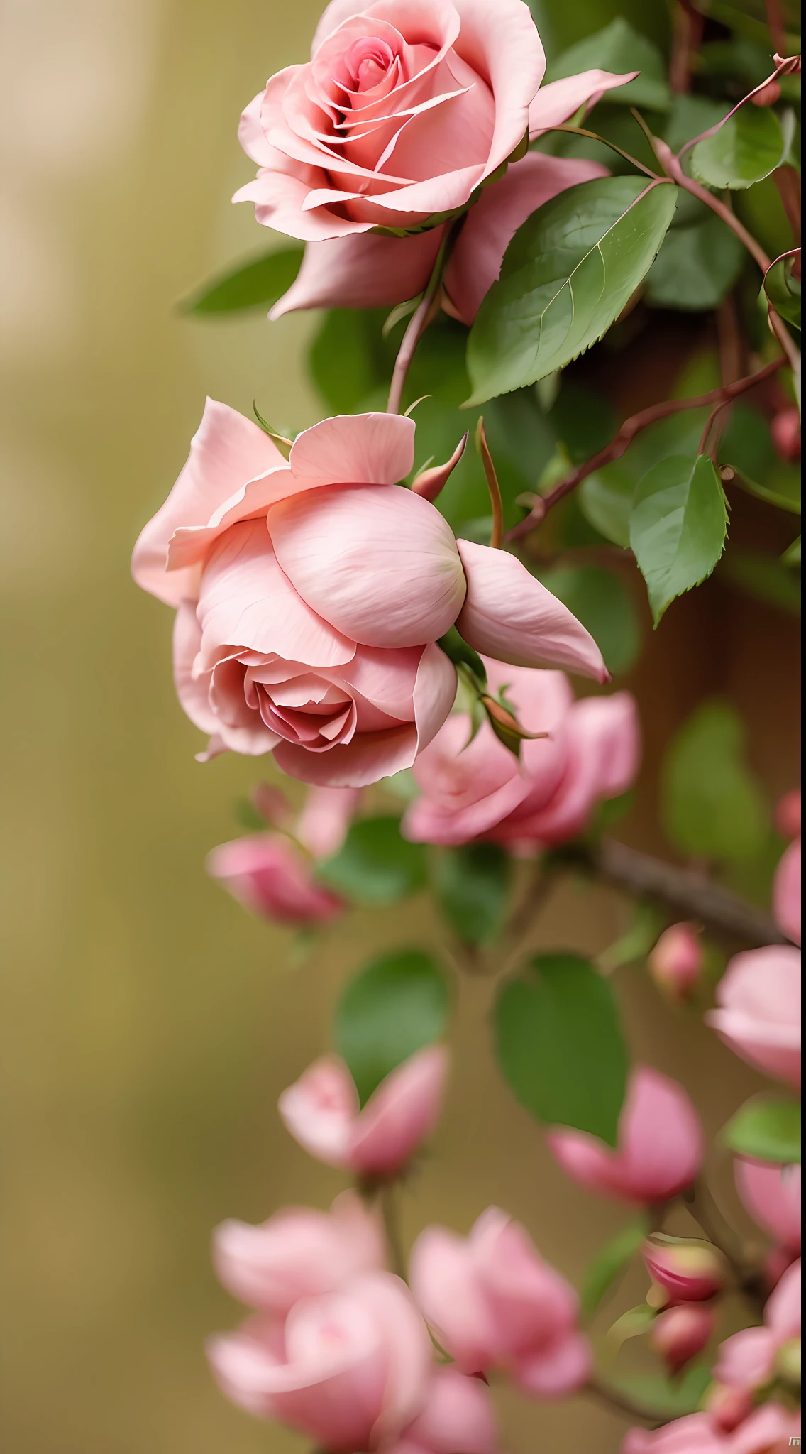 A pink rose grows on the tree, shot with a canon 35mm lens, photo of a rose, taken with a pentax k1000, taken with a pentax1000, rose twining, rose-brambles, Pink rose, rosa bonheurn, taken with kodak portra, photographed on colour film