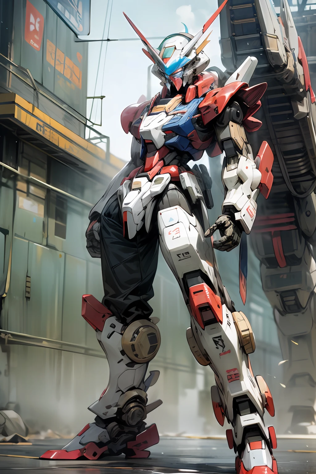 Boy mech,full bodyesbian,Full body mecha,Dragon head mech,Lifelike,wallpaper hd,8K,Blue eyes,A detailed,in mecha style,Gundam Warrior,Japanese anime,battleground background,Libido boy