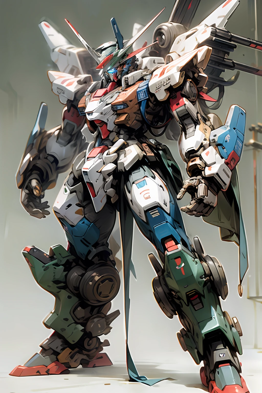 Boy mech，full bodyesbian，Full body mecha，Dragon head mech，Lifelike，wallpaper hd，8K，Blue eyes，A detailed，in mecha style，Gundam Warrior，Japanese anime，battleground background，Libido boy