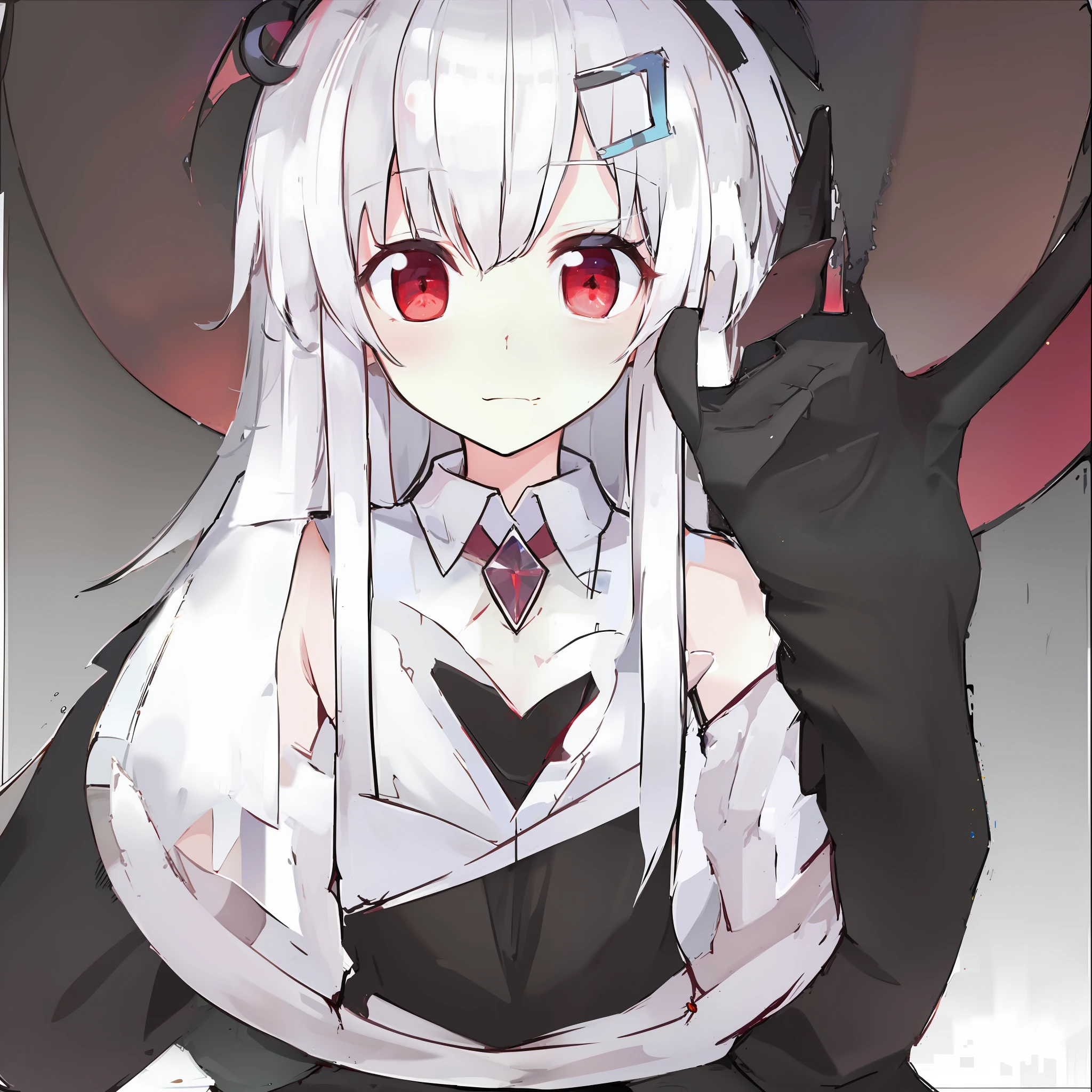 White-haired two-dimensional girl with red eyes and five fingers