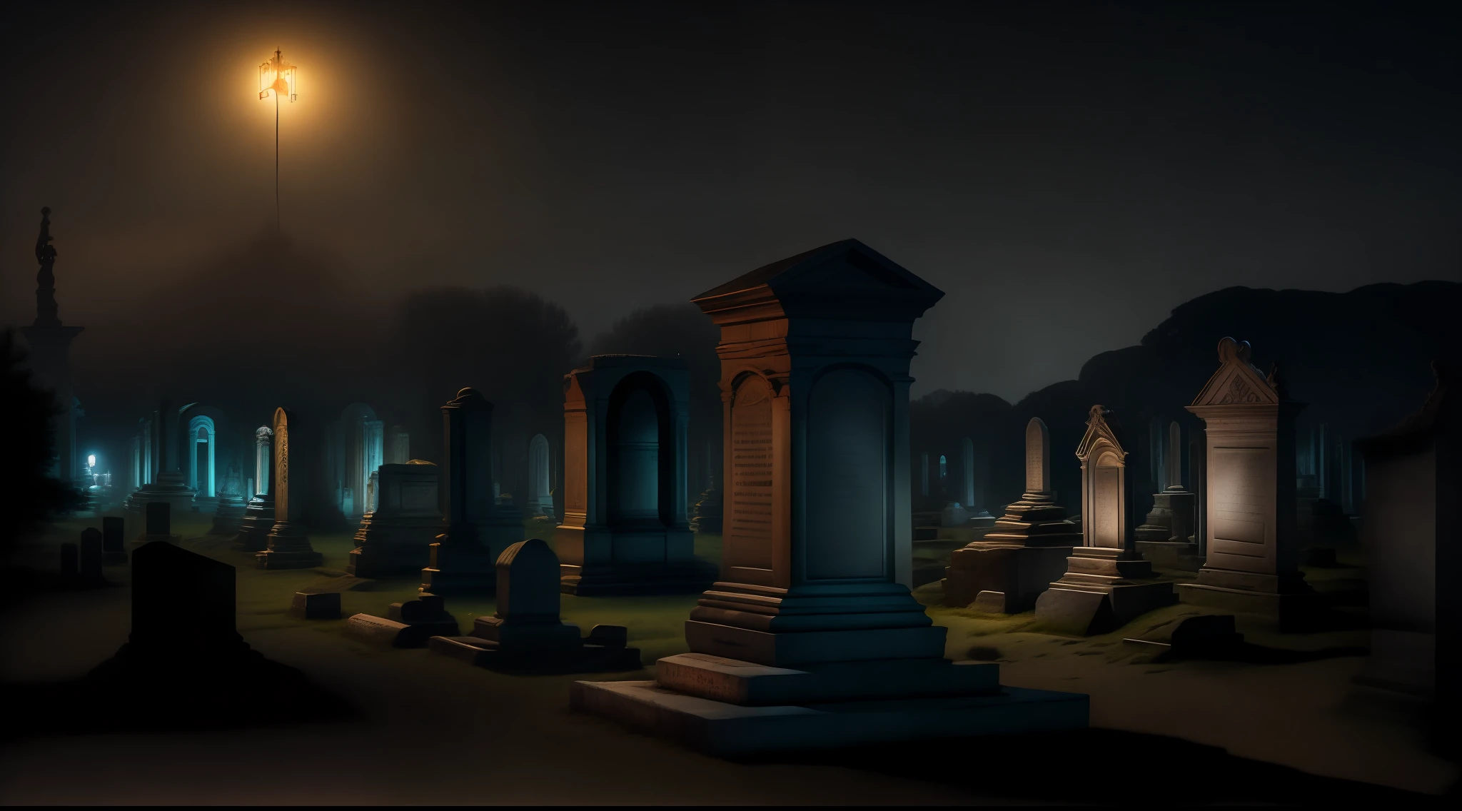 uma noite sombria e tempestuosa, an abandoned cemetery, many tombs, assombrado.