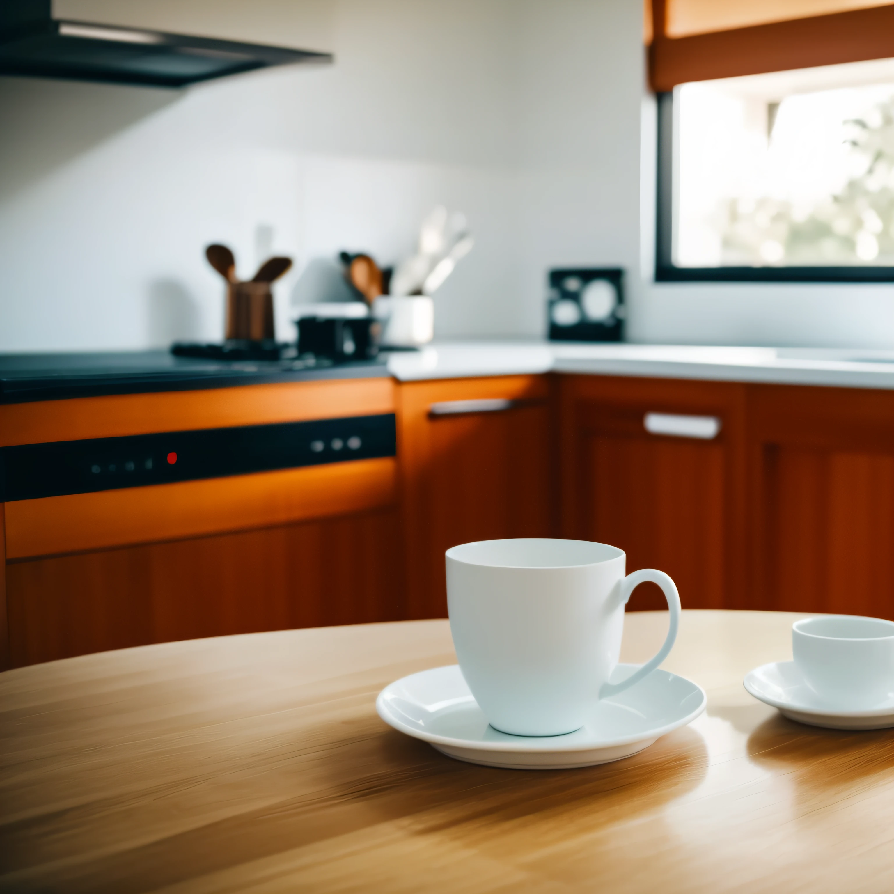 A cup on the table in the kitchen