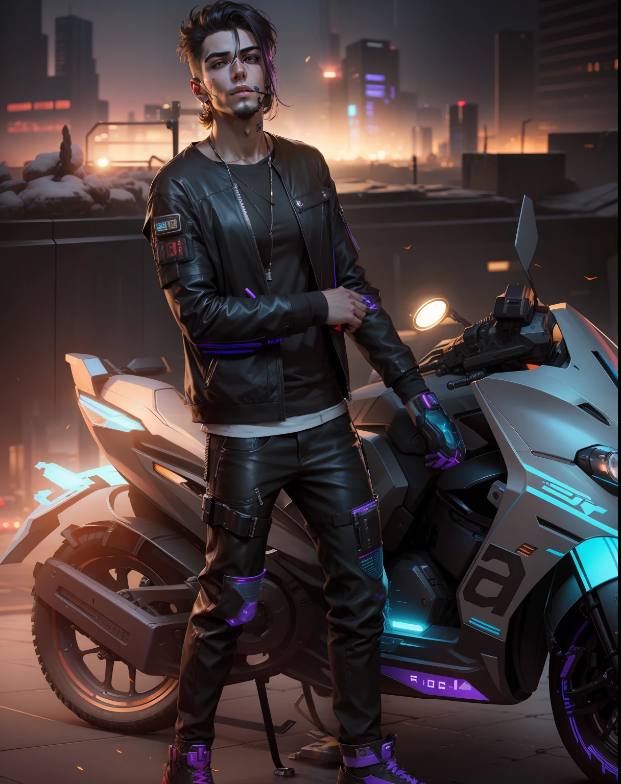 Change background cyberpunk handsome boy, realistic face, 8
