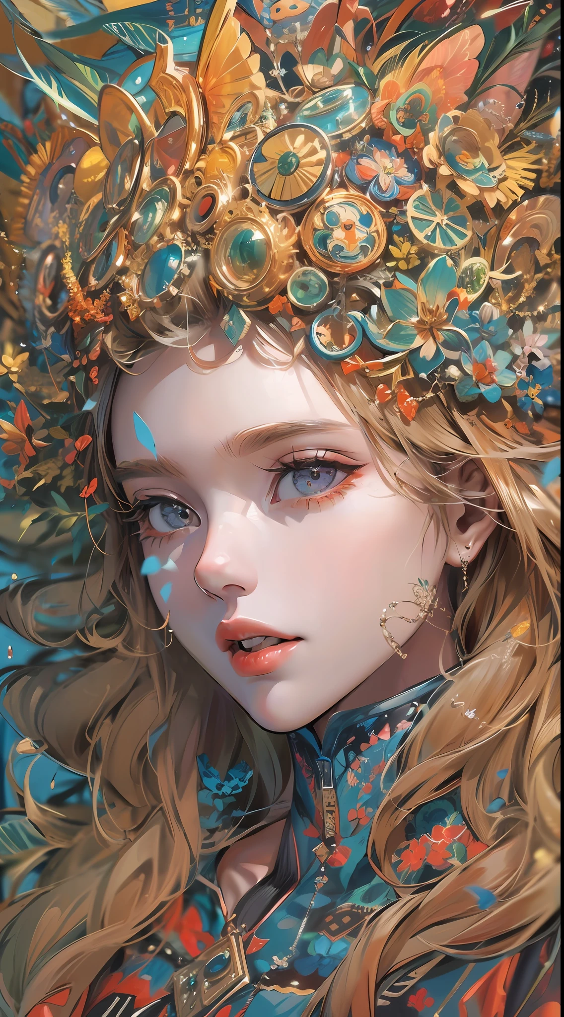 (absurdres, highres, ultra detailed), 1girl, solo, extremely detailed eyes, (official art, beautiful and aesthetic:1.2), (fractal art:1.3), colorful, highest detailed