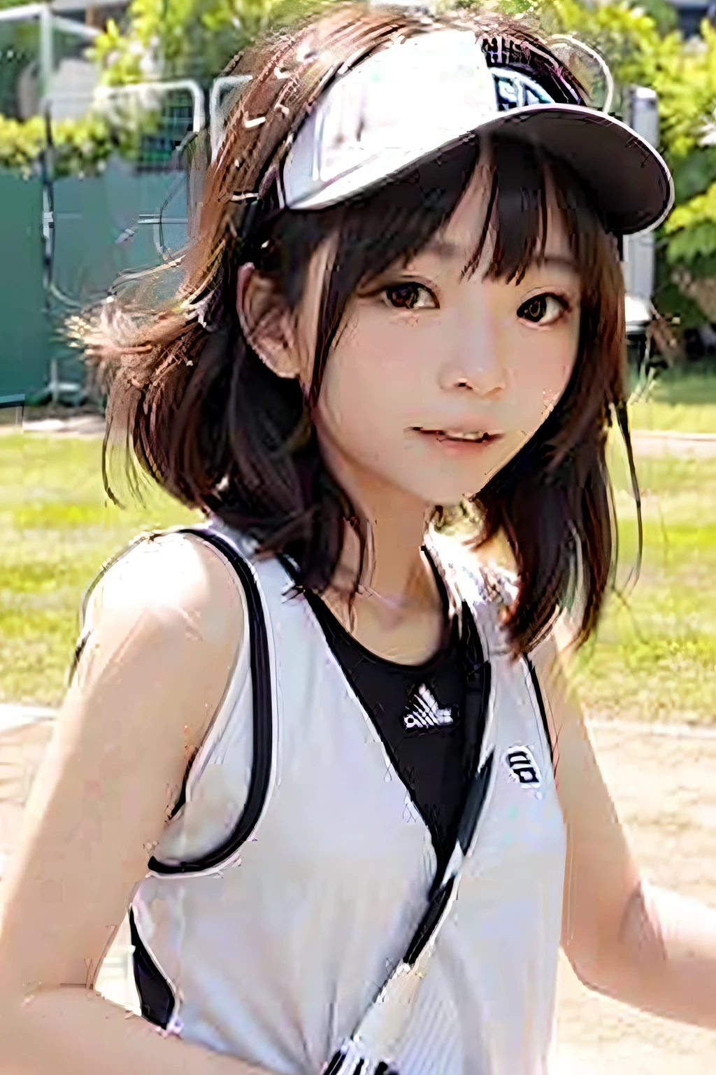 hkgirl、Before a tennis match、Have a racket and a ball、Tennis Wear