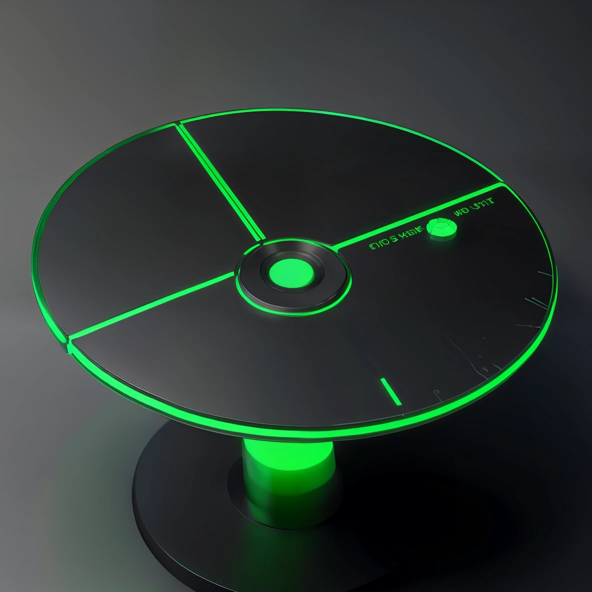 Close-up of a table,There is a green light on it, depicted as a 3 d render, table is centered, 3 d product render, product design render, 3 d rendered, a 3D render, 3 d render even lit, cinematic counter light, Product rendering, 3d computer render, 3 d render octane, 3d render octane