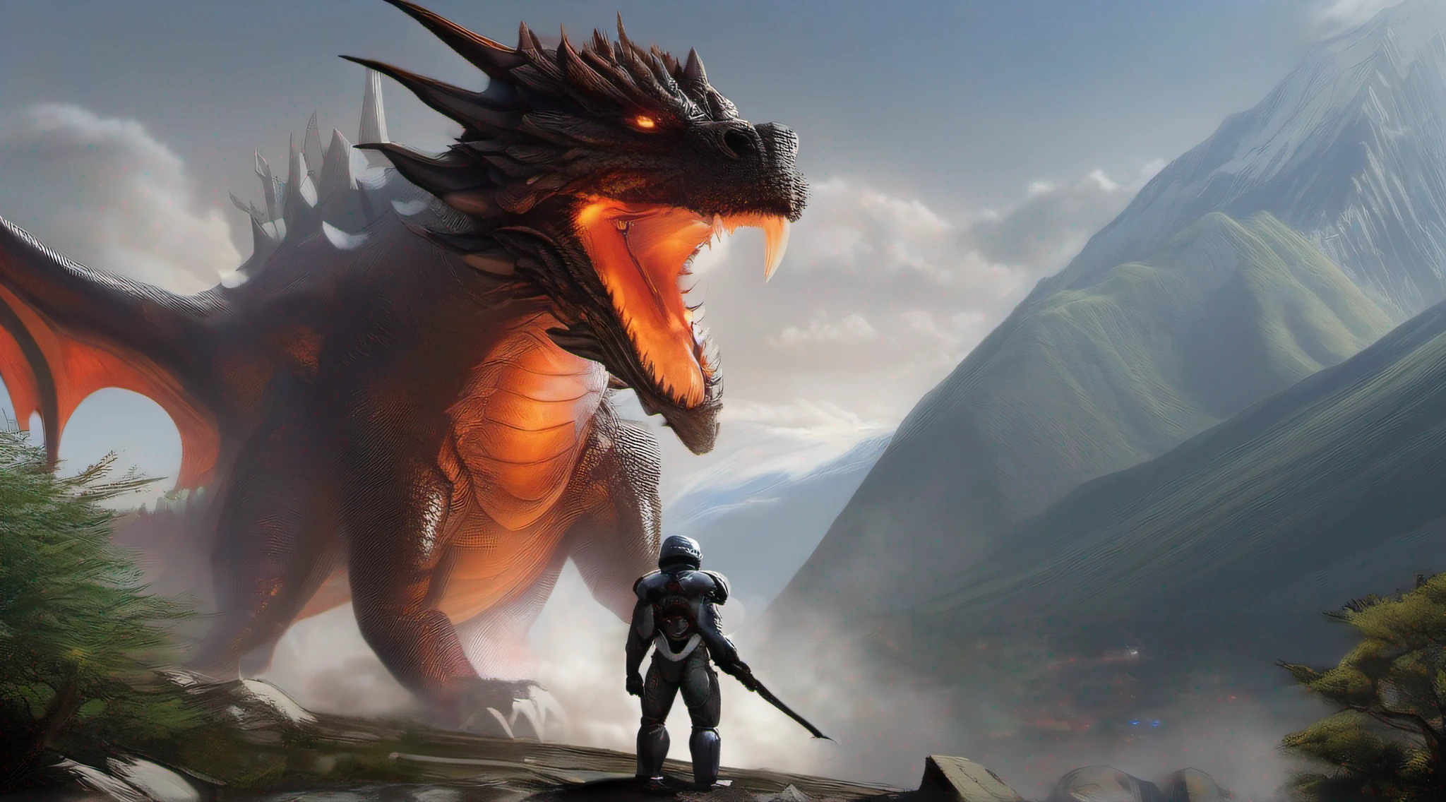 Dragon and Human、Mechagodzilla and Humans