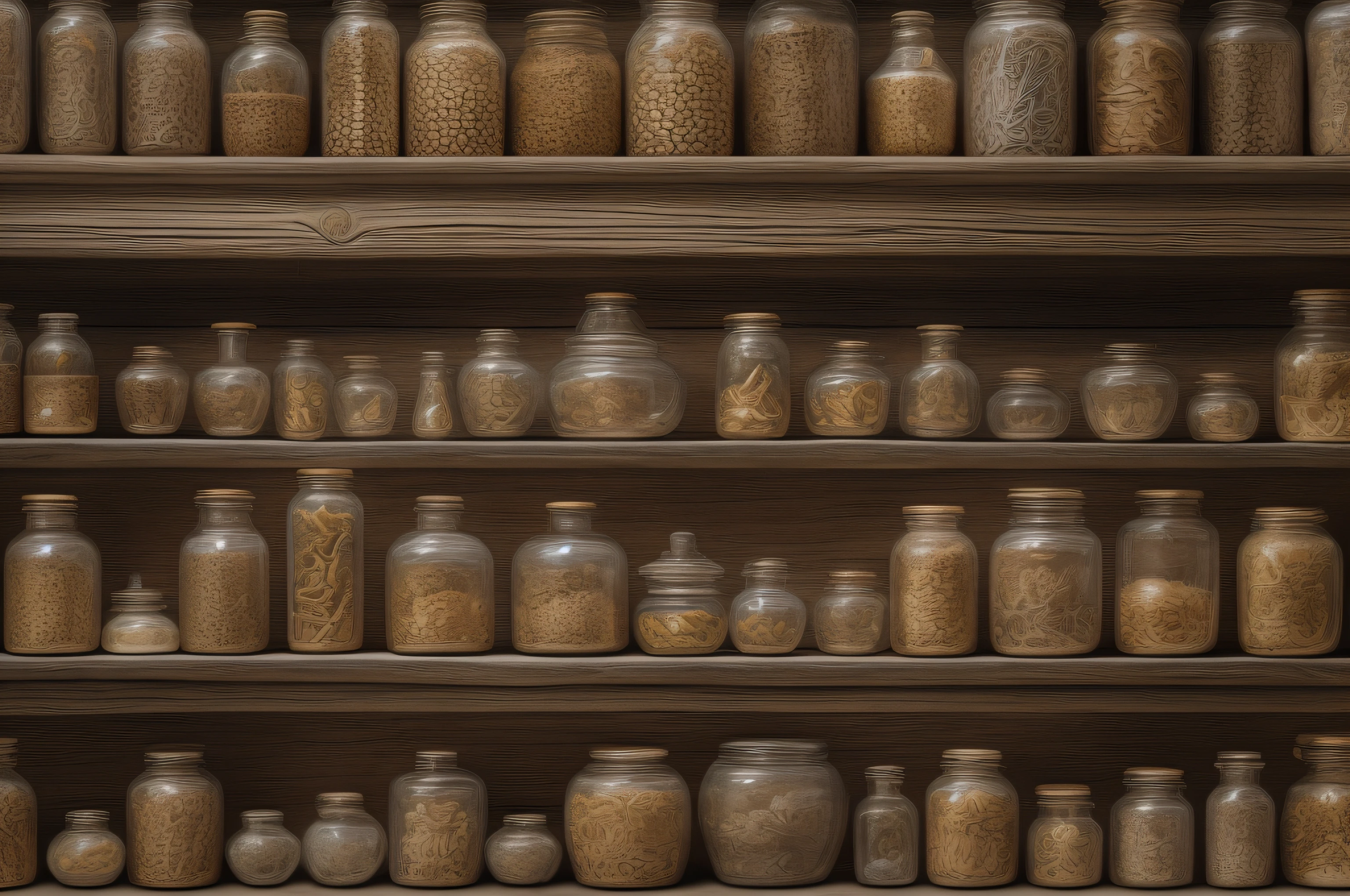 close up photo detailed photorealistic orthogonal front view of shelver with historical alchemic flacules, jars, glasses, bottles, dishes, cinematic lighting, contrast lighting, dslr, photorealistic, hyperrealistic, lifelike texture, insanely intricate details, amazing fine detail, hyper detailed, sharp focus, ultra high res, photographed with Nikon d5600 f5.6 lens 500mm, Kodak portra 400, RAW,
