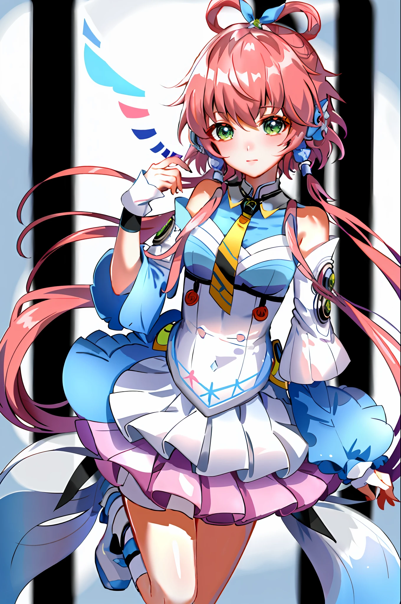 (tmasterpiece: 2.0,Best picture quality),(Ultra-fine eyes: 2.0),ph_REM,Remoud(1girll),A pink-haired,独奏,Purple eye,x Headgear,Lace leg ornament,Bow knot,lacepantyhose,cropped shoulders,ta shoes,Lolieels,full bodyesbian,Two hands,both legs,offcial art,rays of sunshine,peach blossom,SakuraNS。