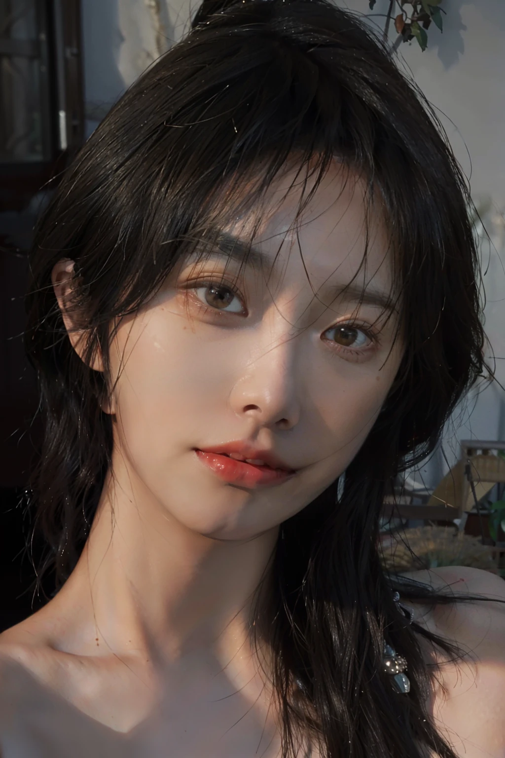 8K,Best quality, masterpiece, ultra high res, (photorealistic:1.4), raw photo, (Authentic skin texture:1.3), (film grain:1.3), (selfie angle),1girl,beautiful detailed eyes and face,masterpiece, best quality,close-up,upper bod,