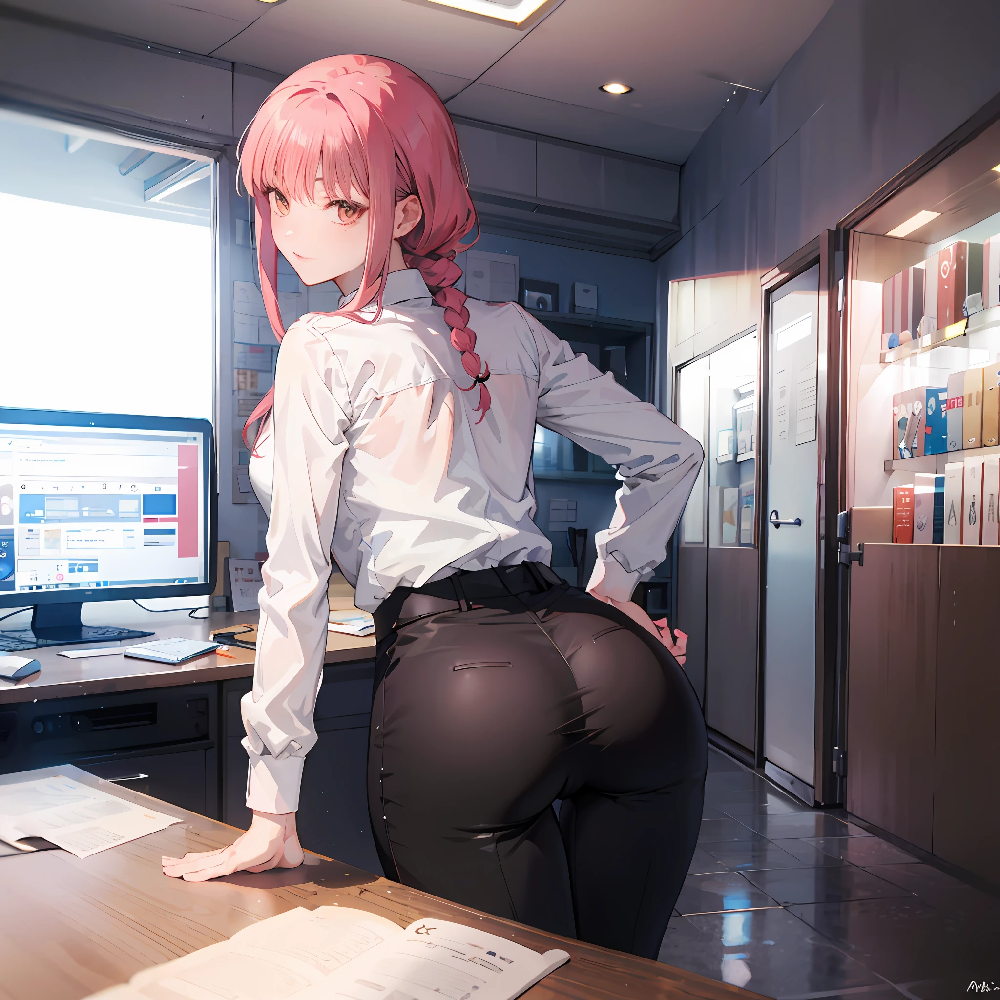 Nice ass, beautiful body, formal black pants, sexy, erotic, Makima,