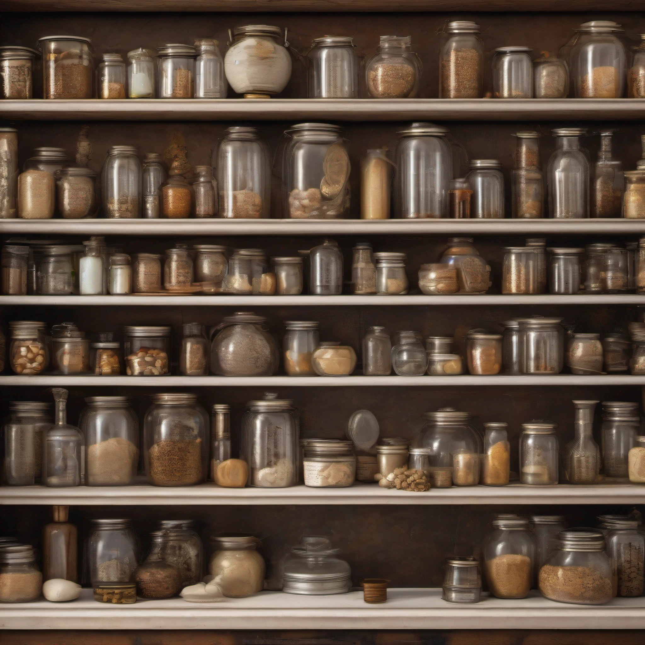 detailed photorealistic orthogonal front view of shelver with antique historical creative things, flacules, jars, glasses, bottles, scales, dishes, cinematic lighting, contrast lighting, dslr, photorealistic, hyperrealistic, lifelike texture, insanely intricate details, amazing fine detail, hyper detailed, sharp focus, ultra high res, photographed with Nikon d5600 f5.6 lens 500mm, Kodak portra 400, RAW