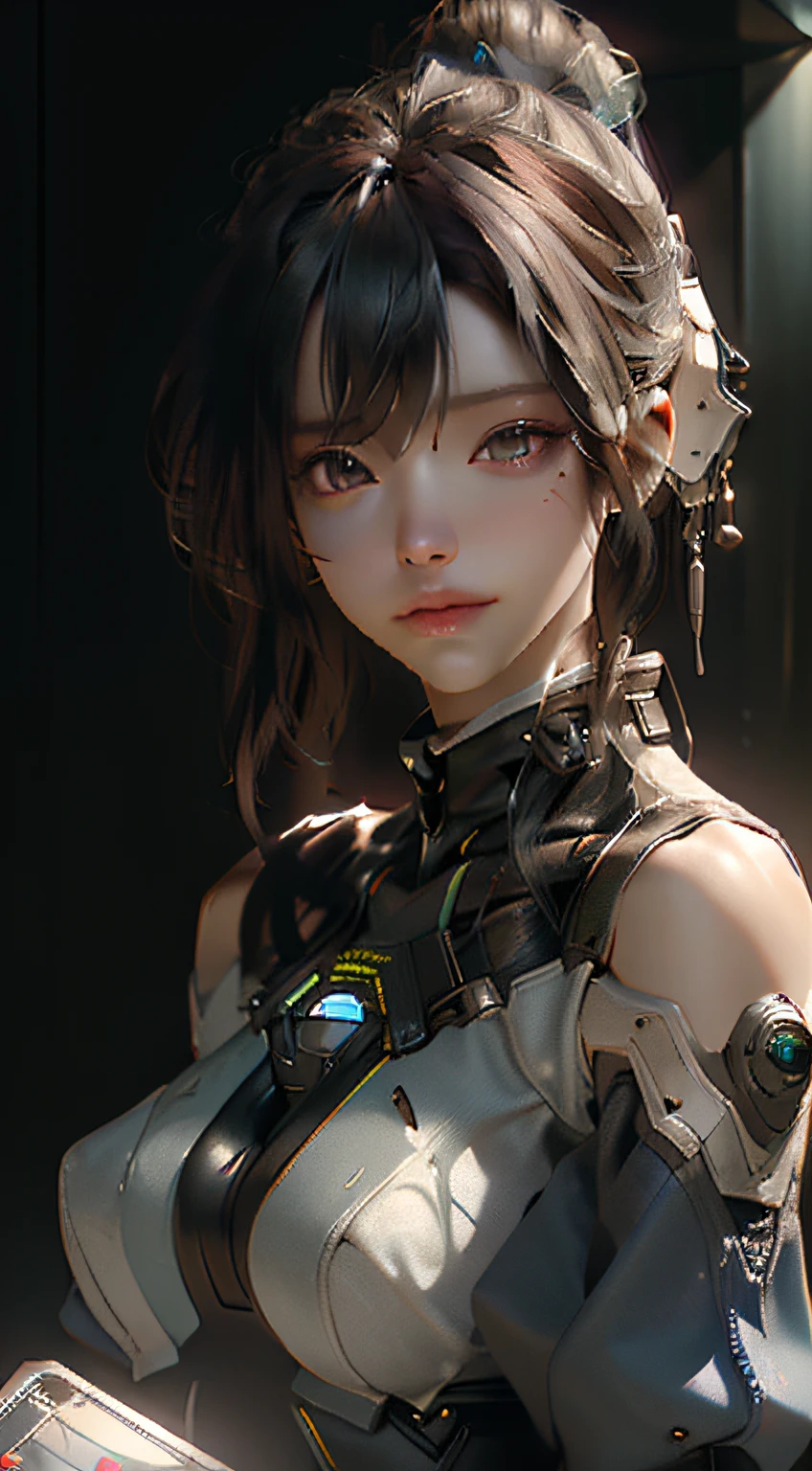 ((Best quality)), ((masterpiece)), (detailed:1.4), 3D, an image of a beautiful cyberpunk female,HDR (High Dynamic Range),Ray Tracing,NVIDIA RTX,Super-Resolution,Unreal 5,Subsurface scattering,PBR Texturing,Post-processing,Anisotropic Filtering,Depth-of-field,Maximum clarity and sharpness,Multi-layered textures,Albedo and Specular maps,Surface shading,Accurate simulation of light-material interaction,Perfect proportions,Octane Render,Two-tone lighting,Wide aperture,Low ISO,White balance,Rule of thirds,8K RAW,