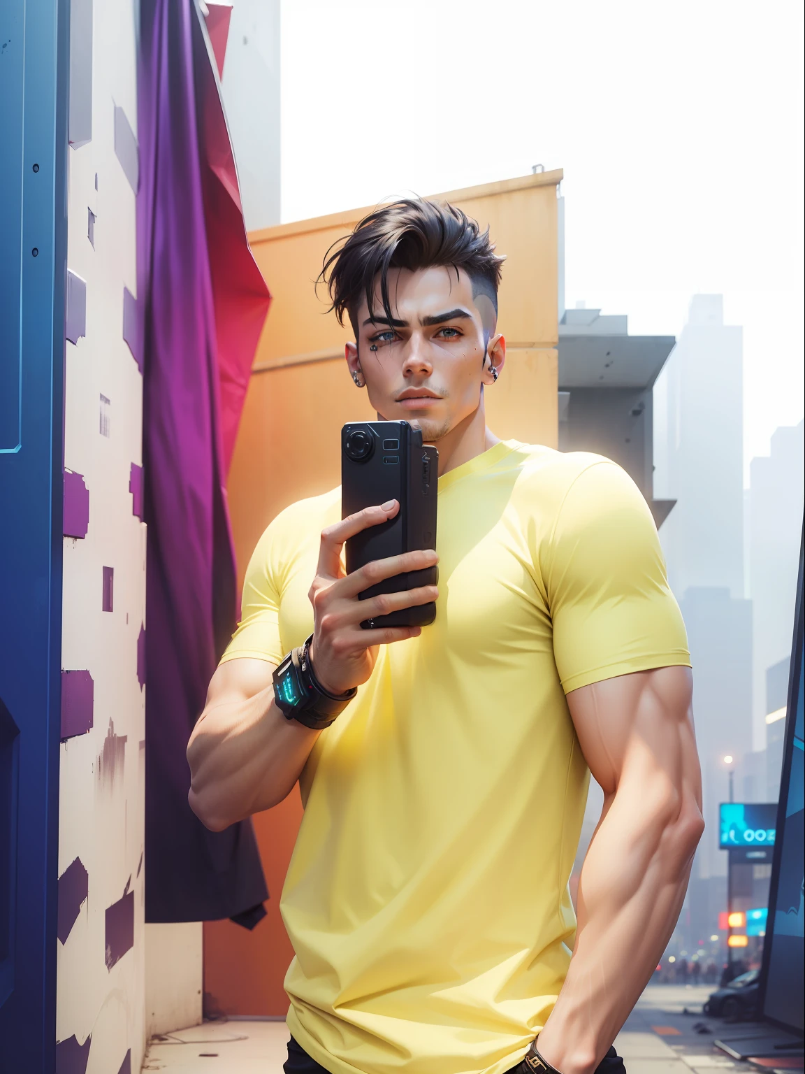 Change background cyberpunk handsome