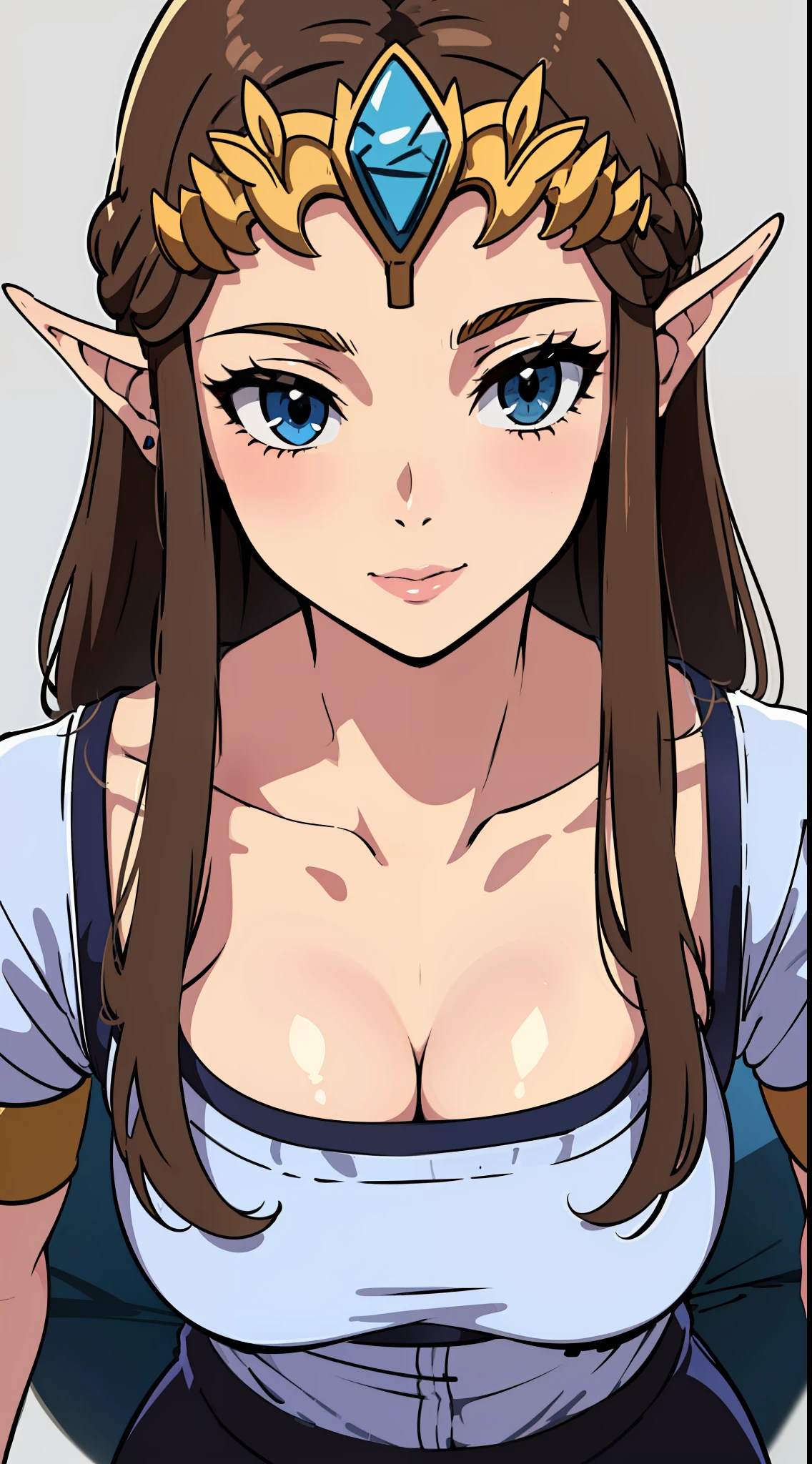 8K quality, high accuracy, princess zelda, pretty figure, pretty face, small face, twilight princess, clean, female office worker attire, black suit, bright, eye highlights, blue eyes, small ears, brown head hair, sexy, super large breasts, erotic, illustrated,. Beautiful line drawing. Beautiful line drawing. Background: night,