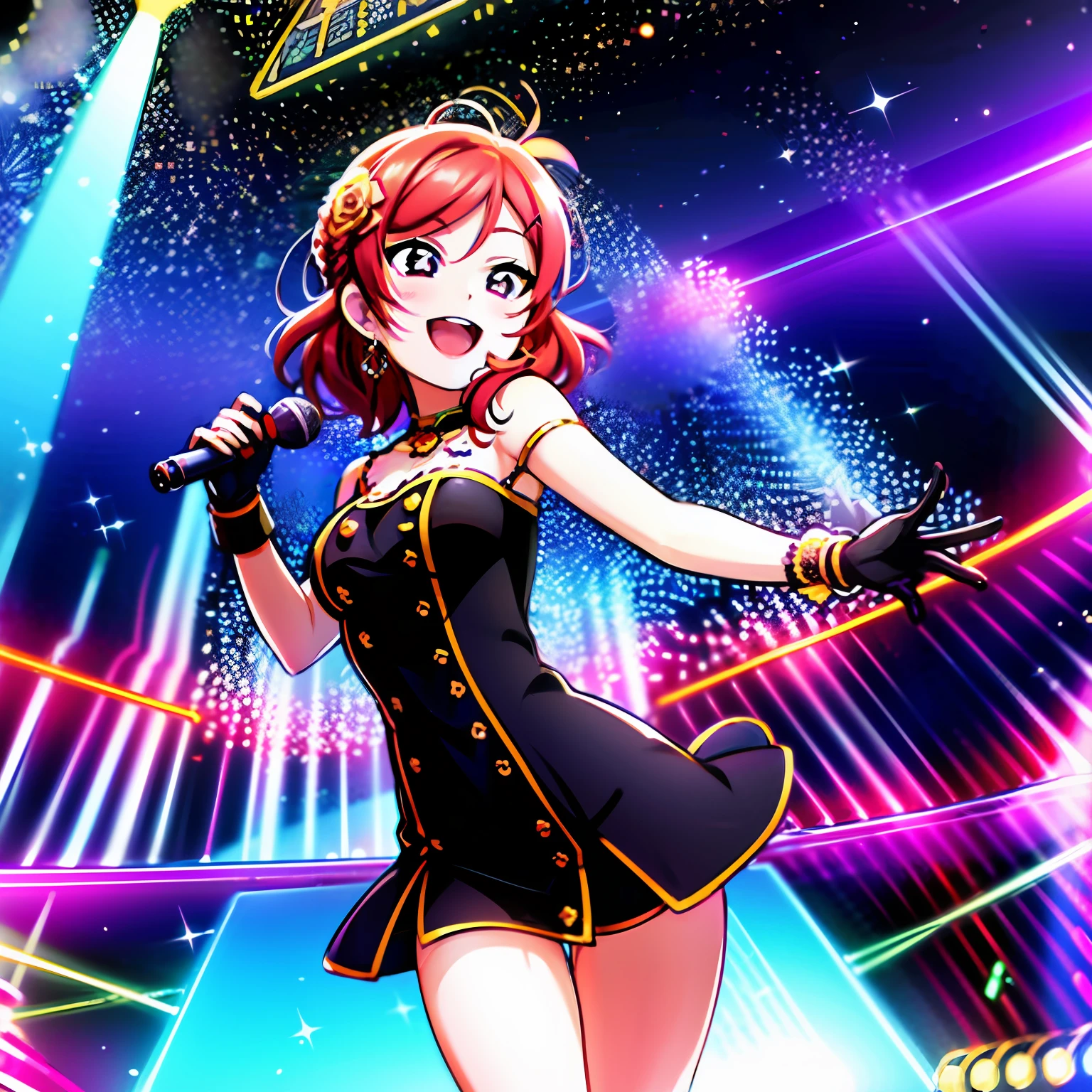 The stars took the stage to sing and the concert was brightly lit