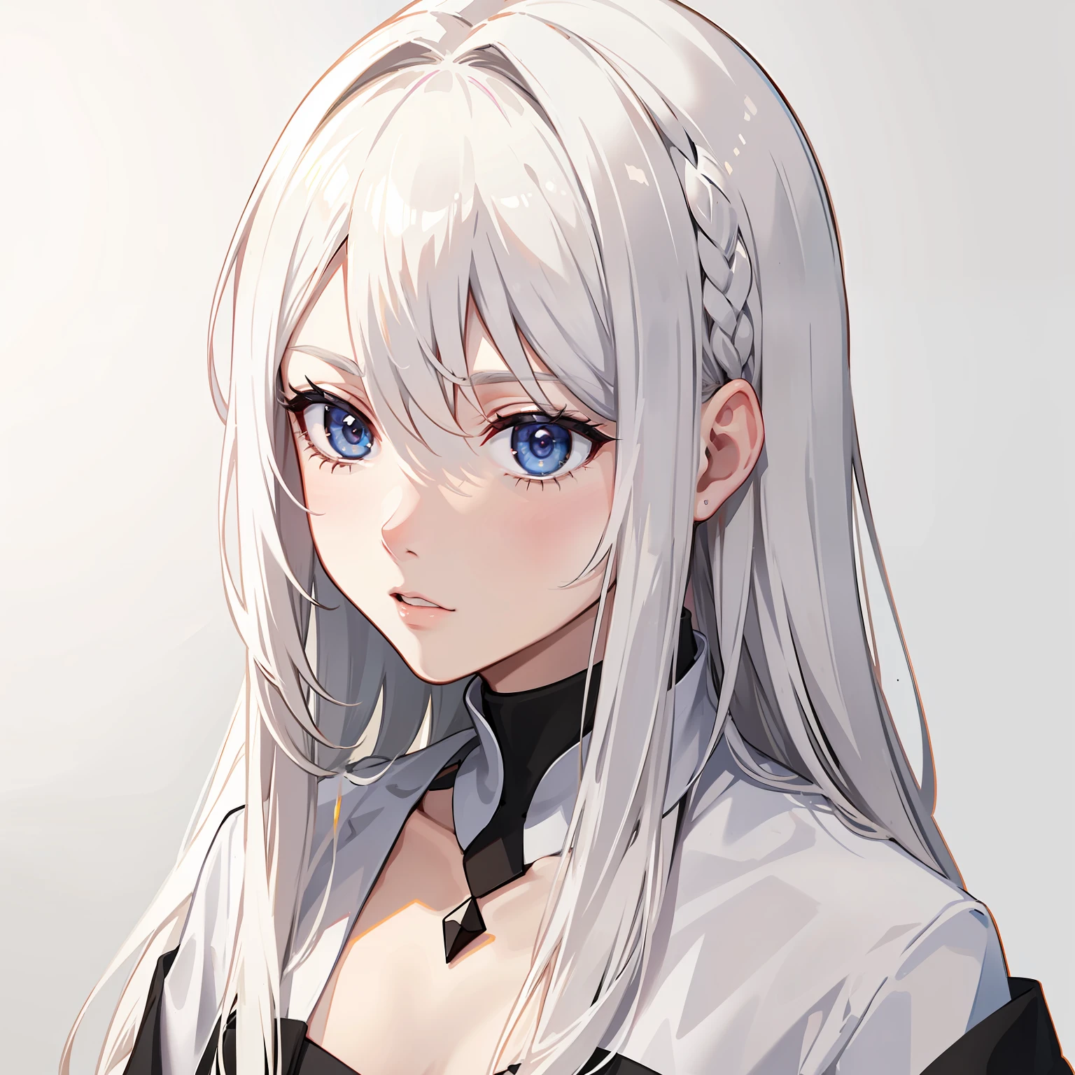white skinned，whaite hair