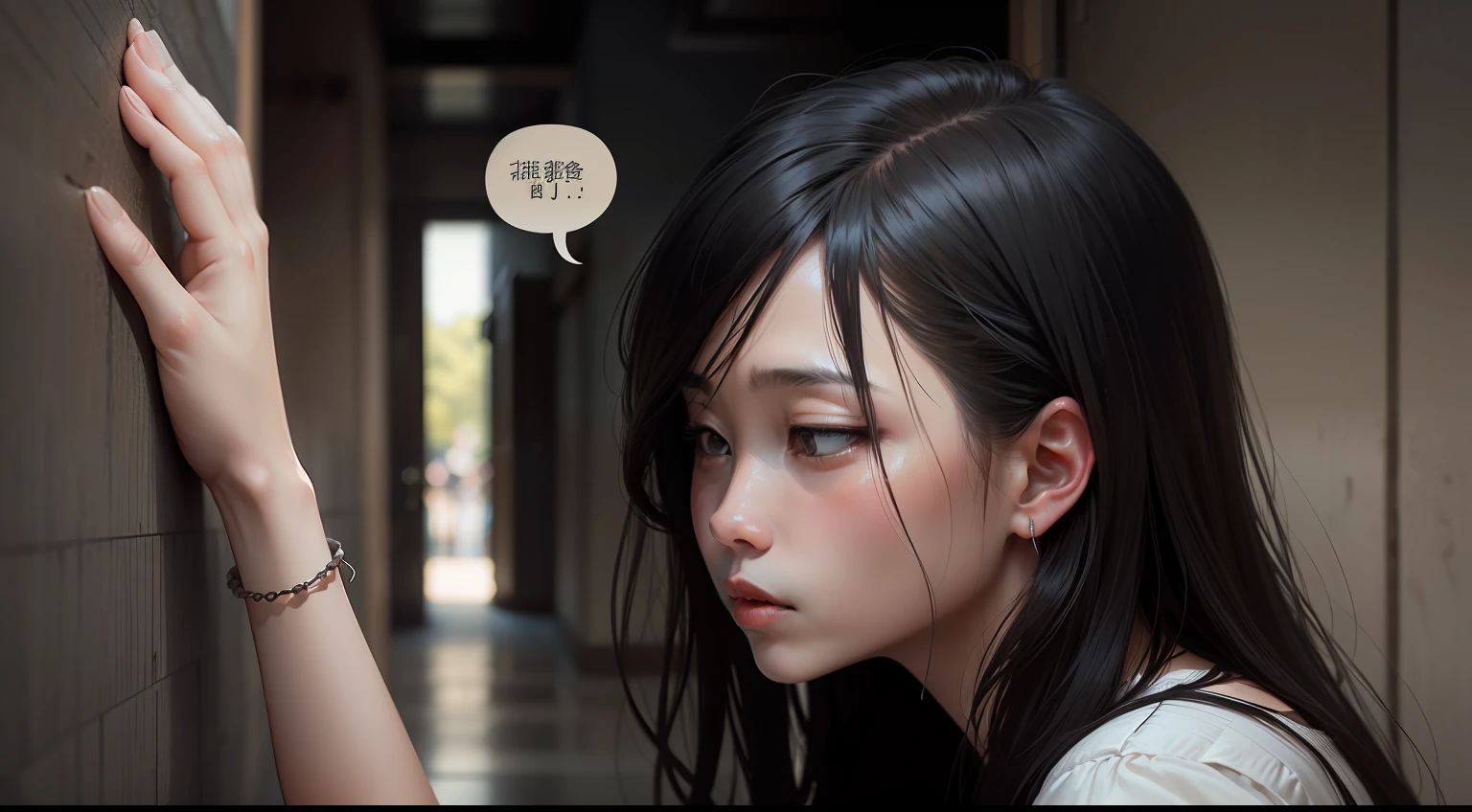 comic strip,A woman is reprimanding her son who is leaning his head against a wall。