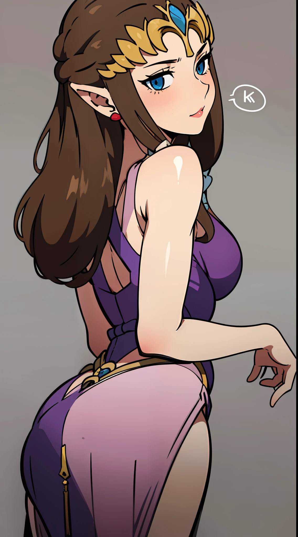 8K high quality, high accuracy, princess zelda, pretty figure, pretty face, small face, twilight princess, sexy dancer outfit, bright, eye highlights, blue eyes, small ears, brown head hair, sexy, super large breasts, erotic, illustration, beautiful line drawing. Beautiful line drawing. Background: night,